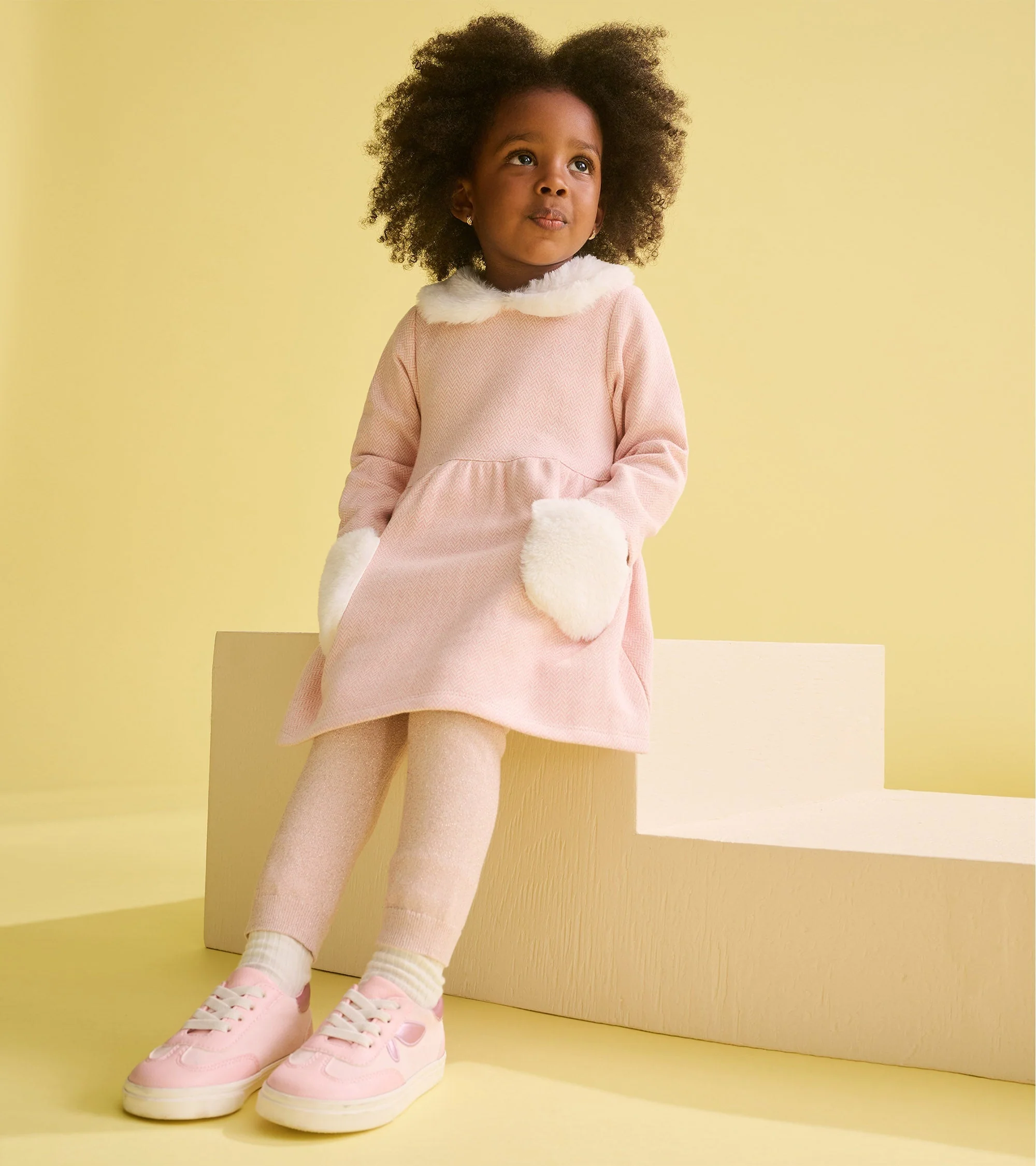 Baby Girls Gold Glitter Cable Knit Leggings - Image 2