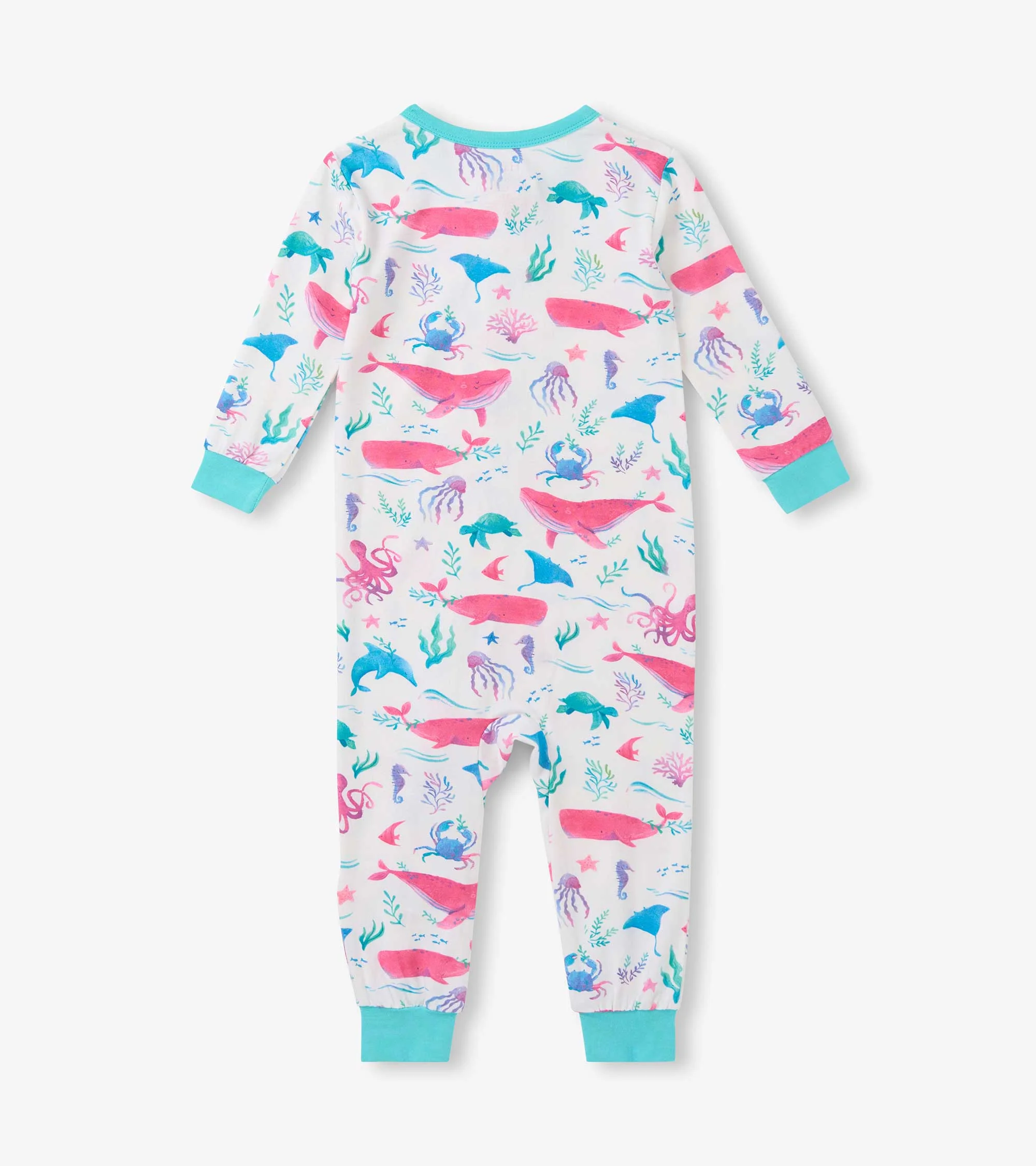 Baby Girls Painted Sealife Bamboo Sleeper - Image 2
