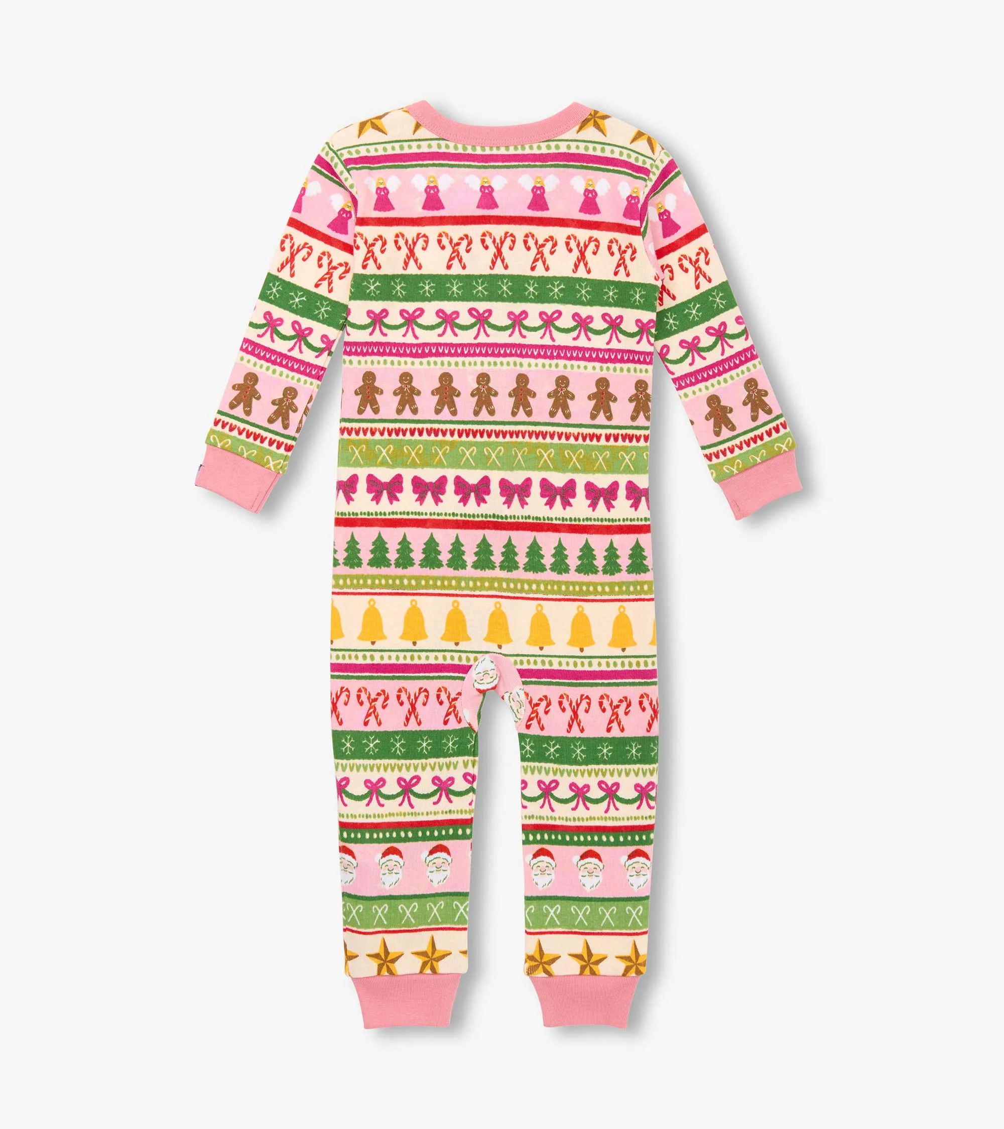 Baby Girls Pink Fun Fair Isle Cotton Sleeper - Image 2