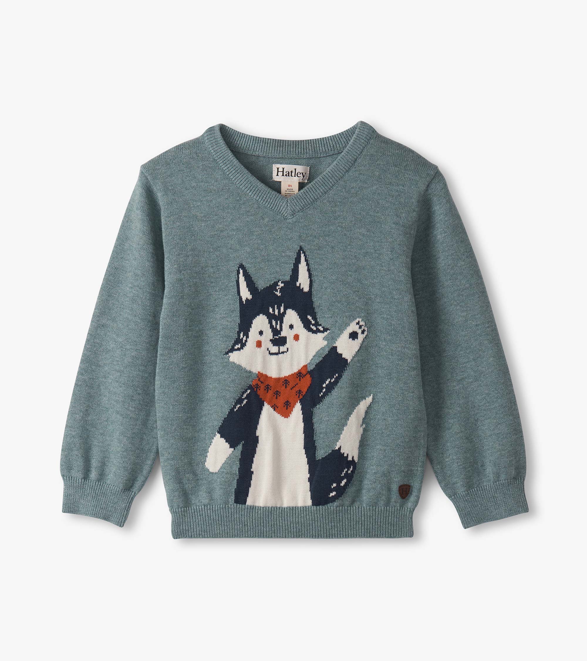 Baby & Toddler Boys Friendly Wolf V-Neck Sweater