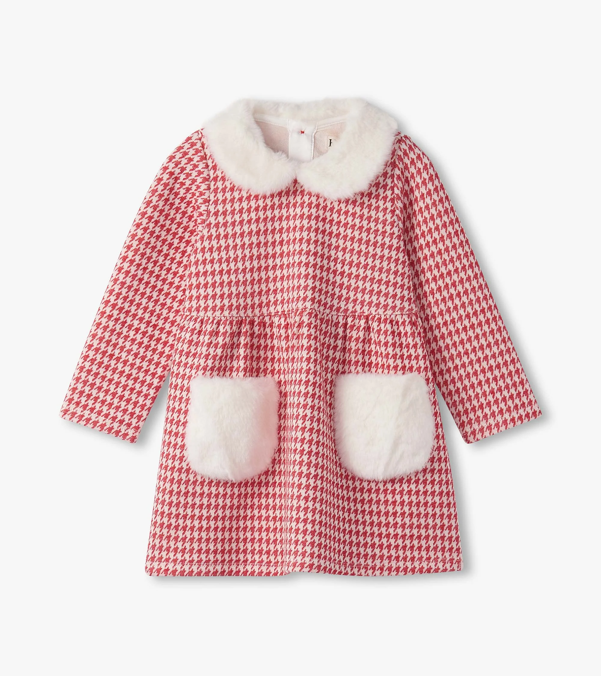 Baby & Toddler Girls Red Houndstooth Fun Trim Dress