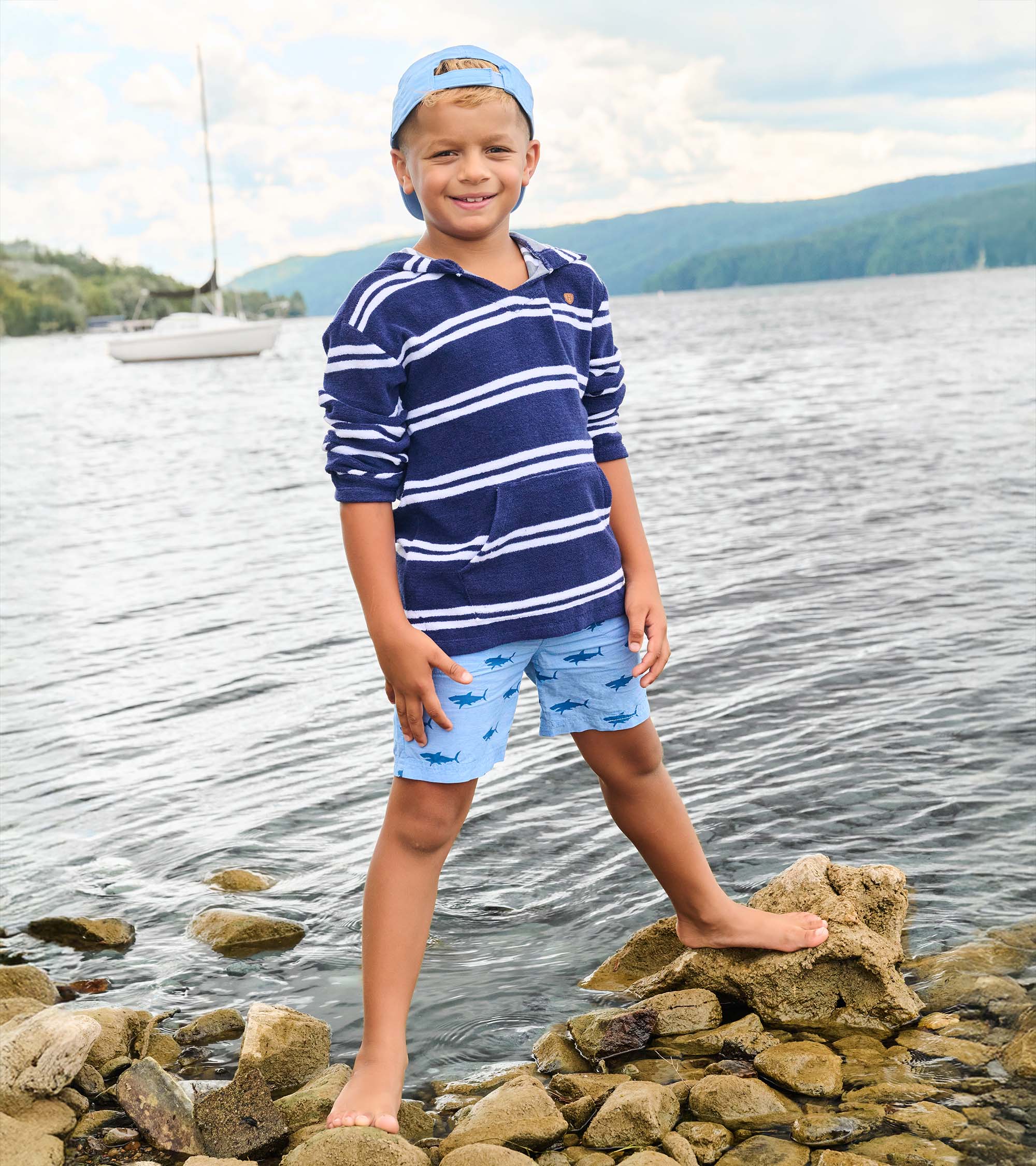 Boys Sharks Oxford Woven Shorts - Image 3