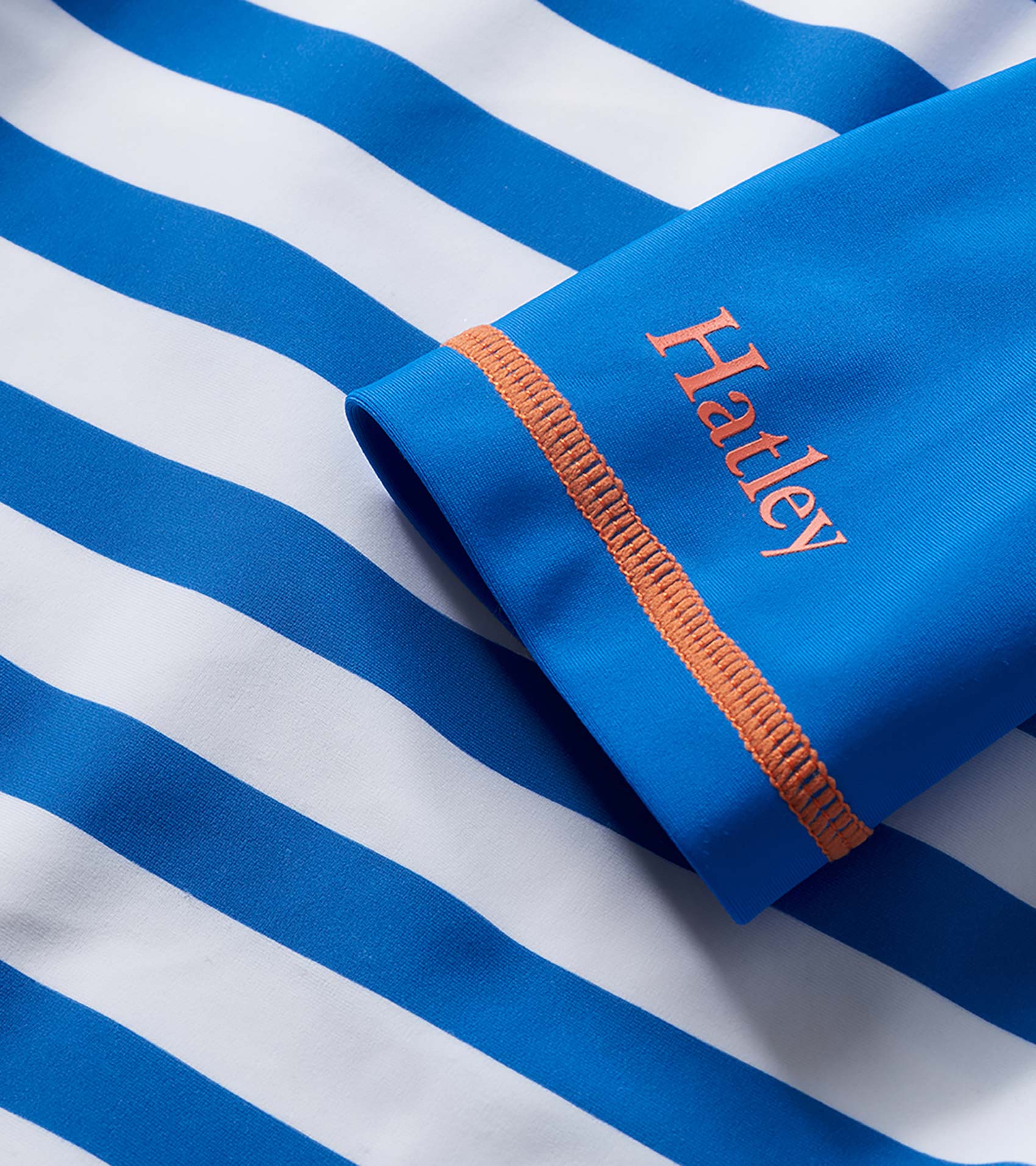 Boys Blue Stripe & Orange Short Sleeve Rashguard - Image 3