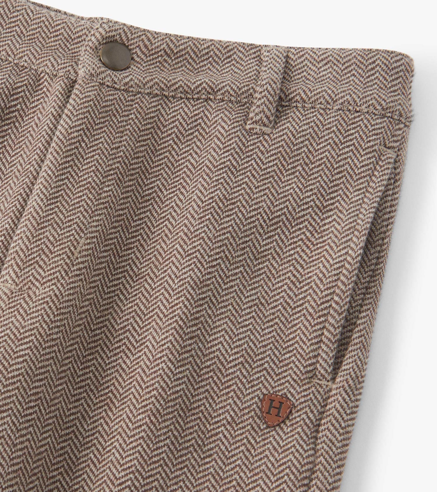 Boys Brown Sugar Herringbone Straight Leg Pants - Image 3