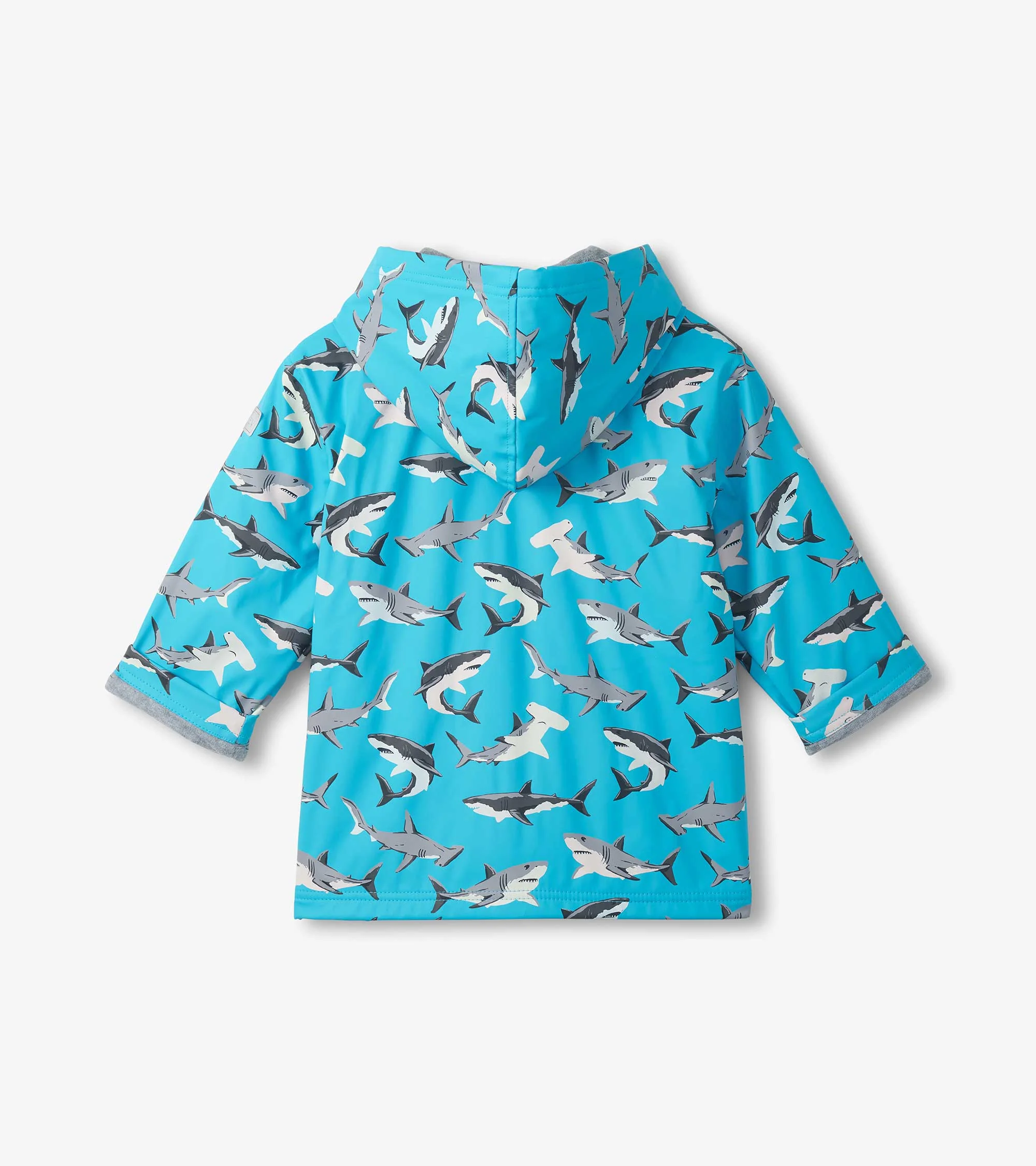 Boys Colour Changing Shark Party Zip-Up Raincoat - Image 5