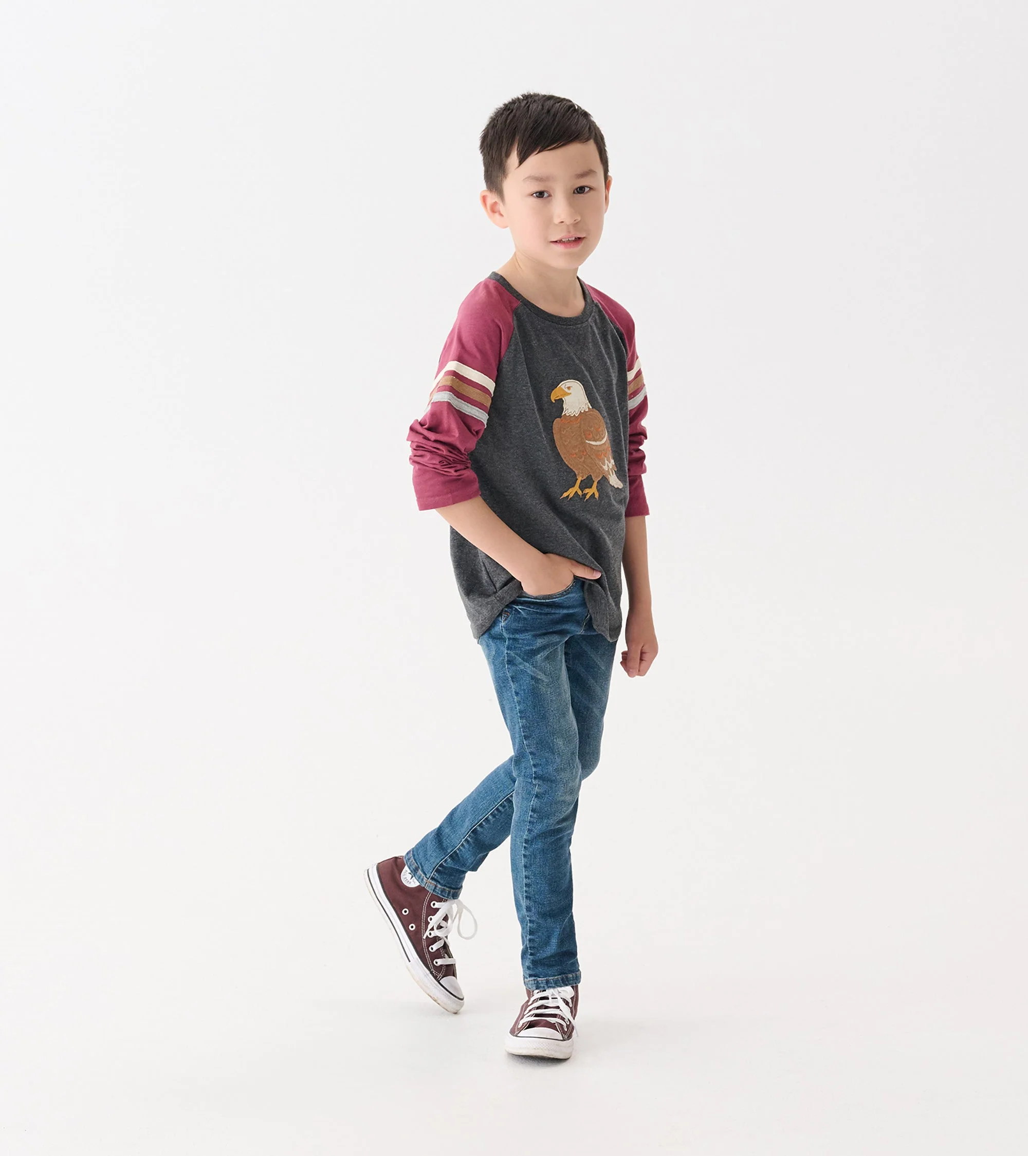 Boys Eagle Long Sleeve Raglan T-Shirt - Image 3