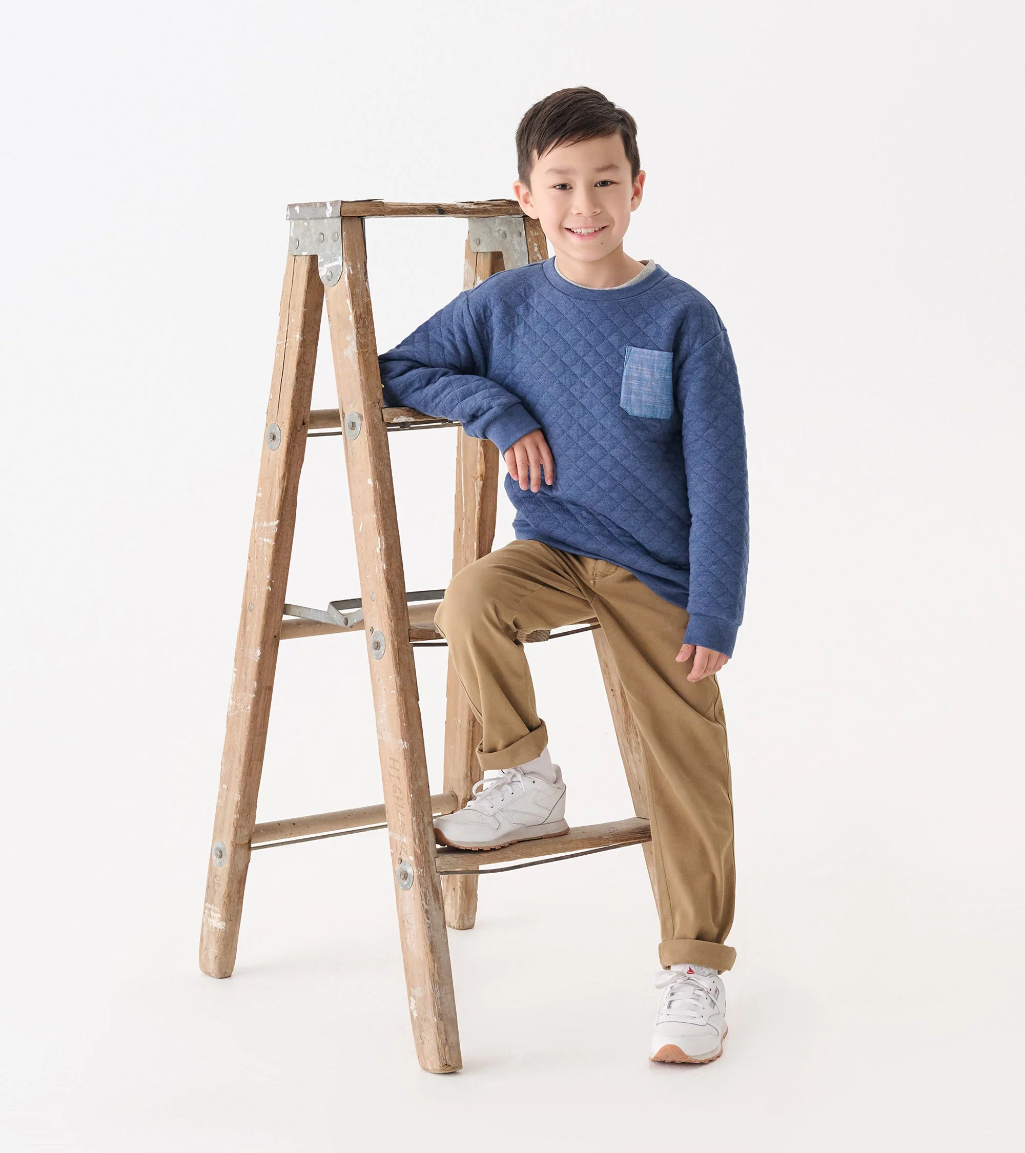 Boys Ensign Blue Quilted Pullover - Image 3