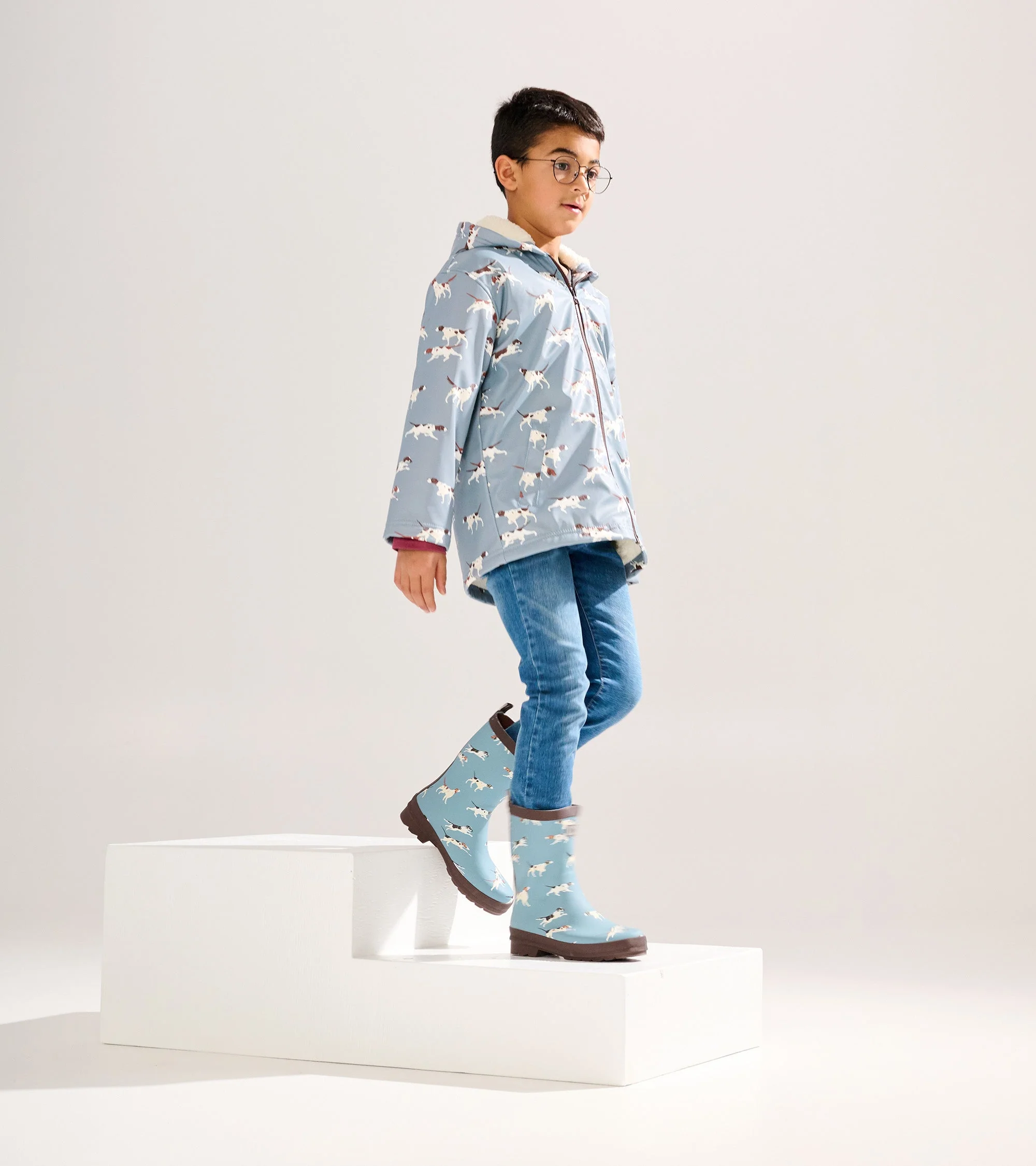 Boys Hunting Dogs Sherpa Lined Zip-Up Raincoat - Image 3