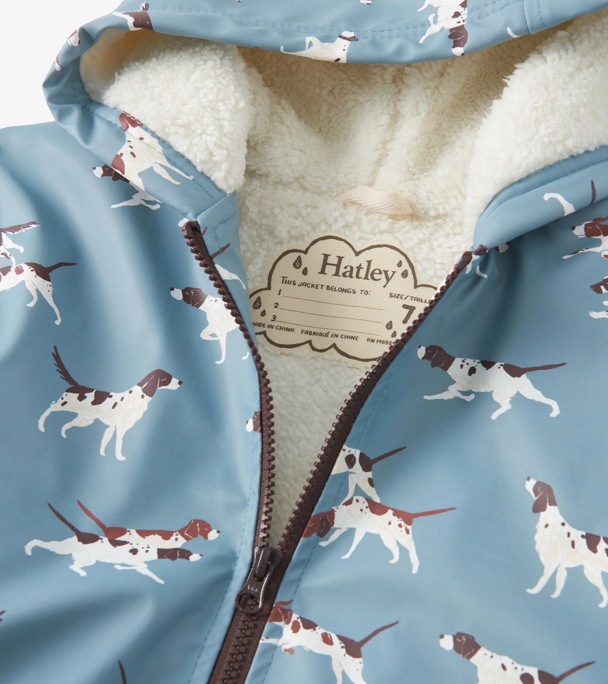 Boys Hunting Dogs Sherpa Lined Zip-Up Raincoat - Image 5