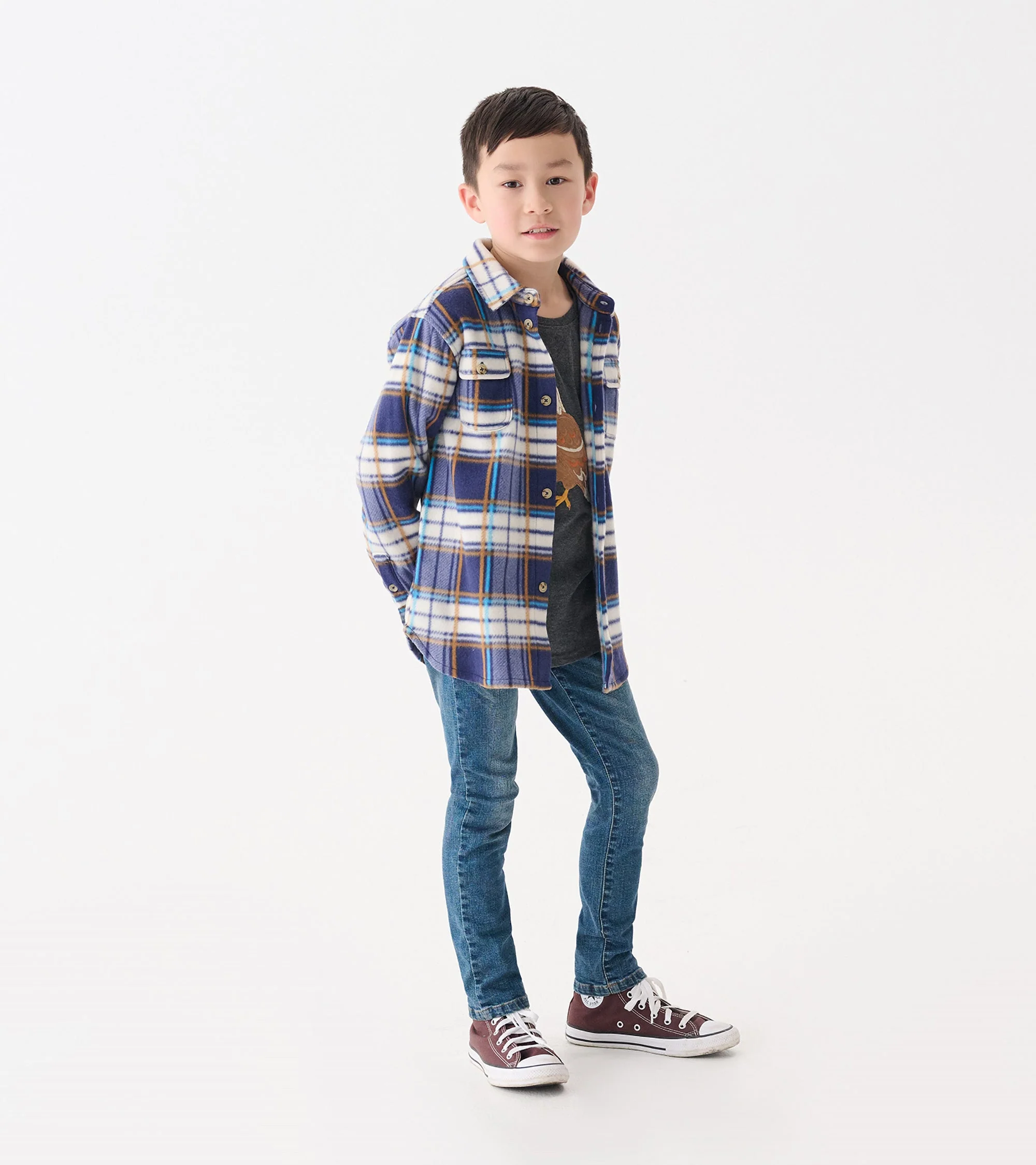 Boys Mountain Top Plaid Fleece Button-Up Shirt - Image 2