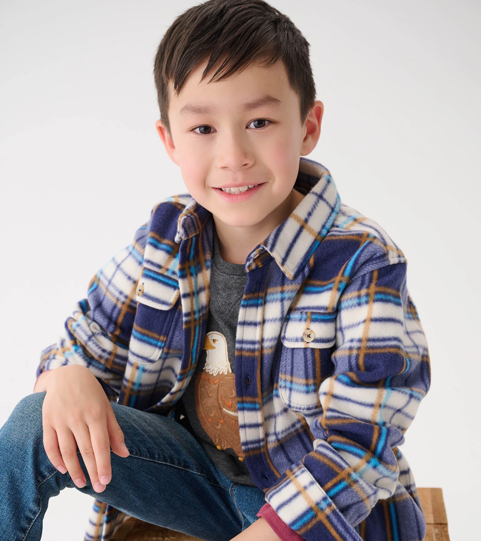 Boys Mountain Top Plaid Fleece Button-Up Shirt - Image 3