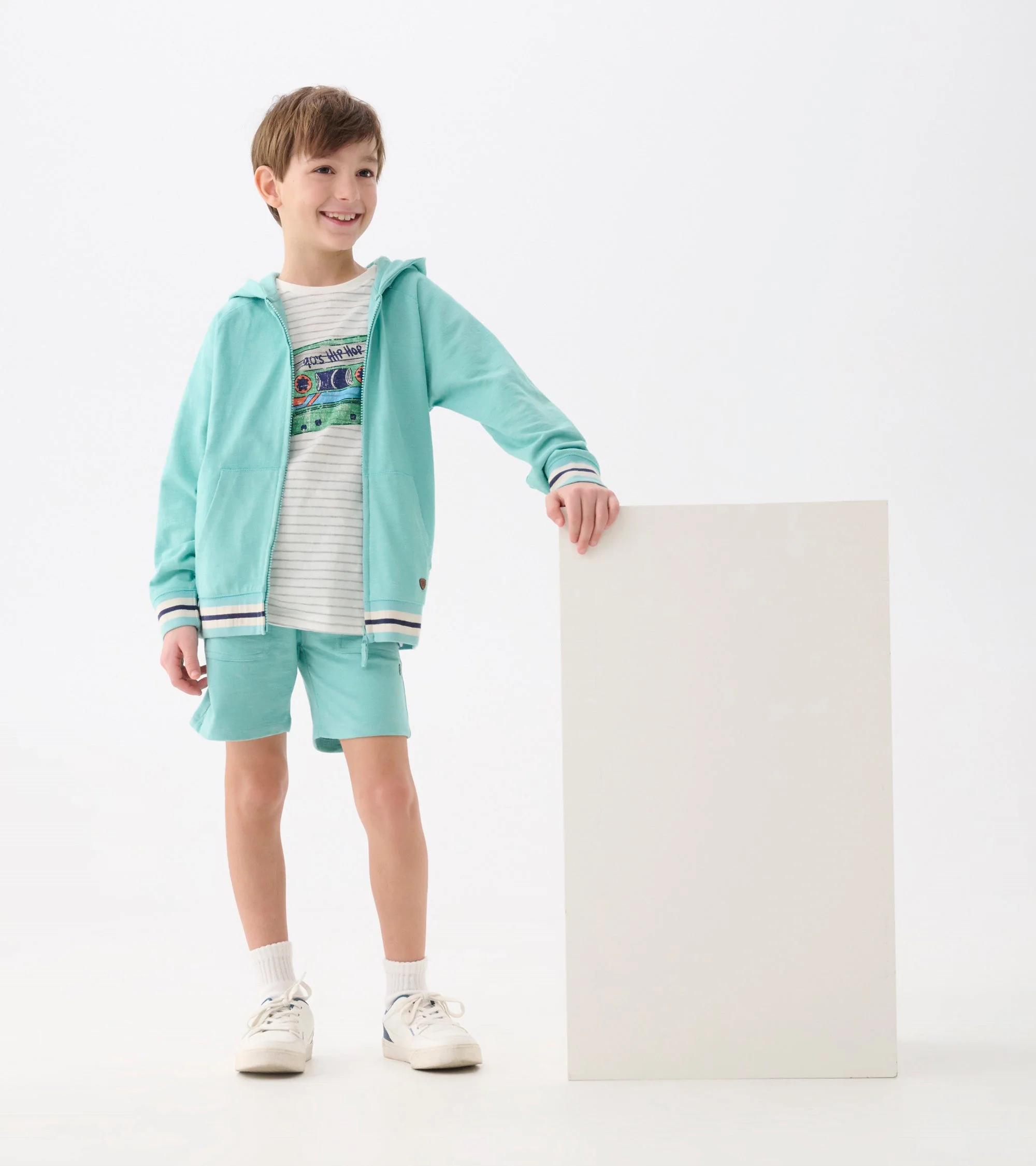 Boys Nile Blue Zip-Up Hoodie - Image 3