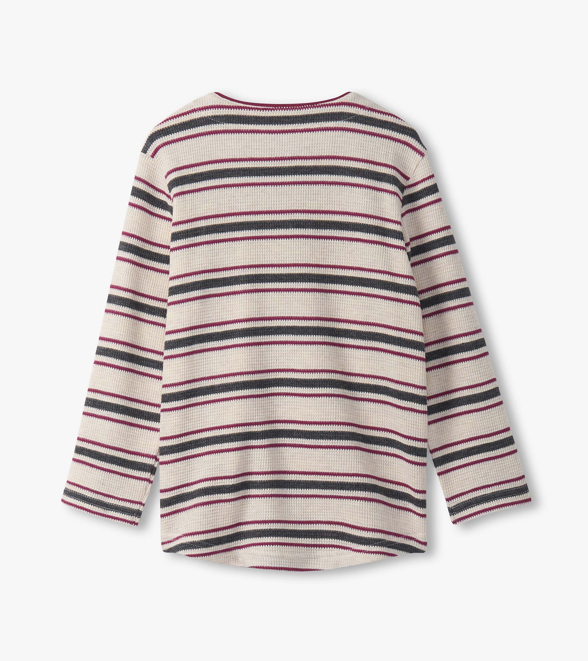 Boys Oatmeal Melange Stripes Waffle Henley - Image 3