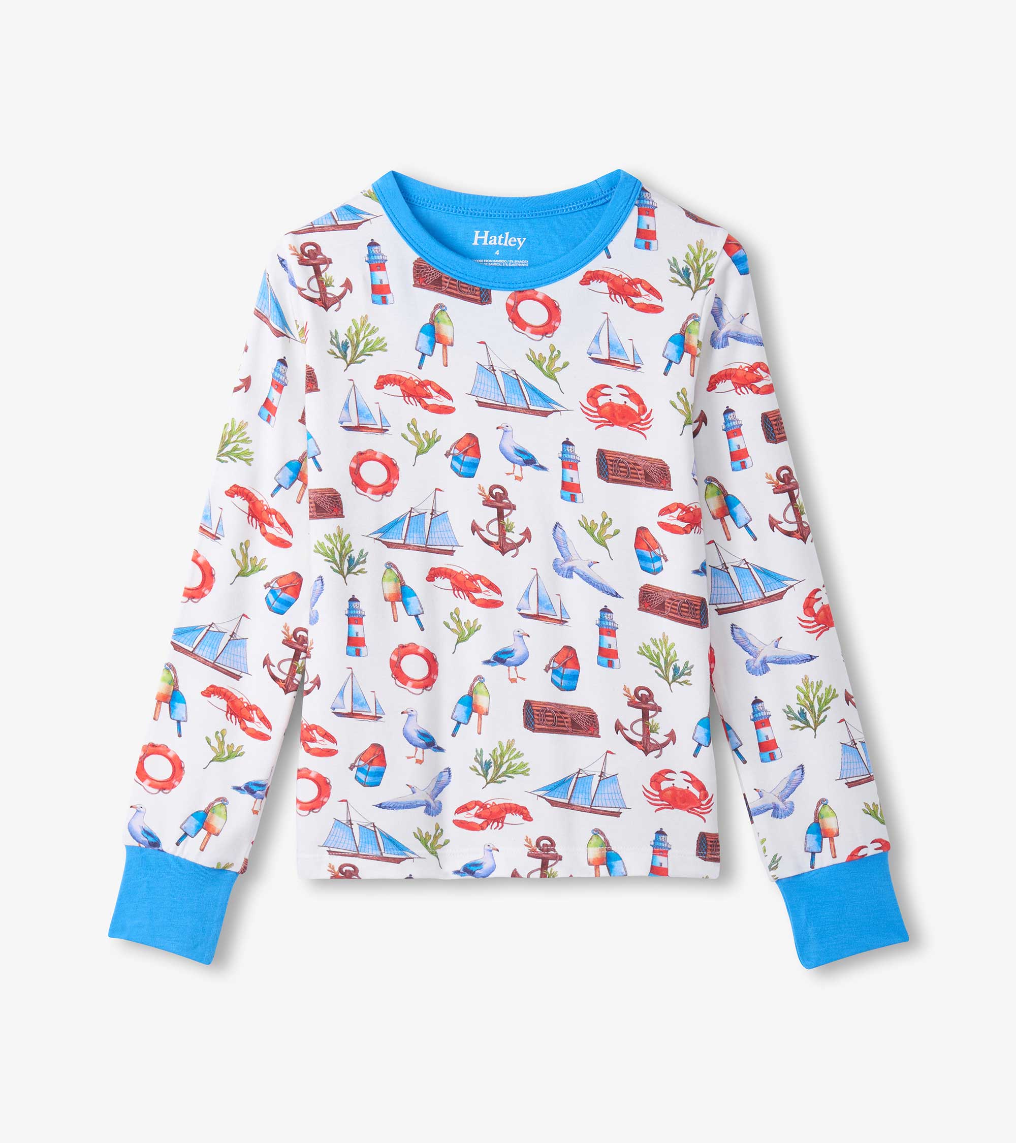 Boys Painted Seascape Bamboo Pyjama Set - Image 2