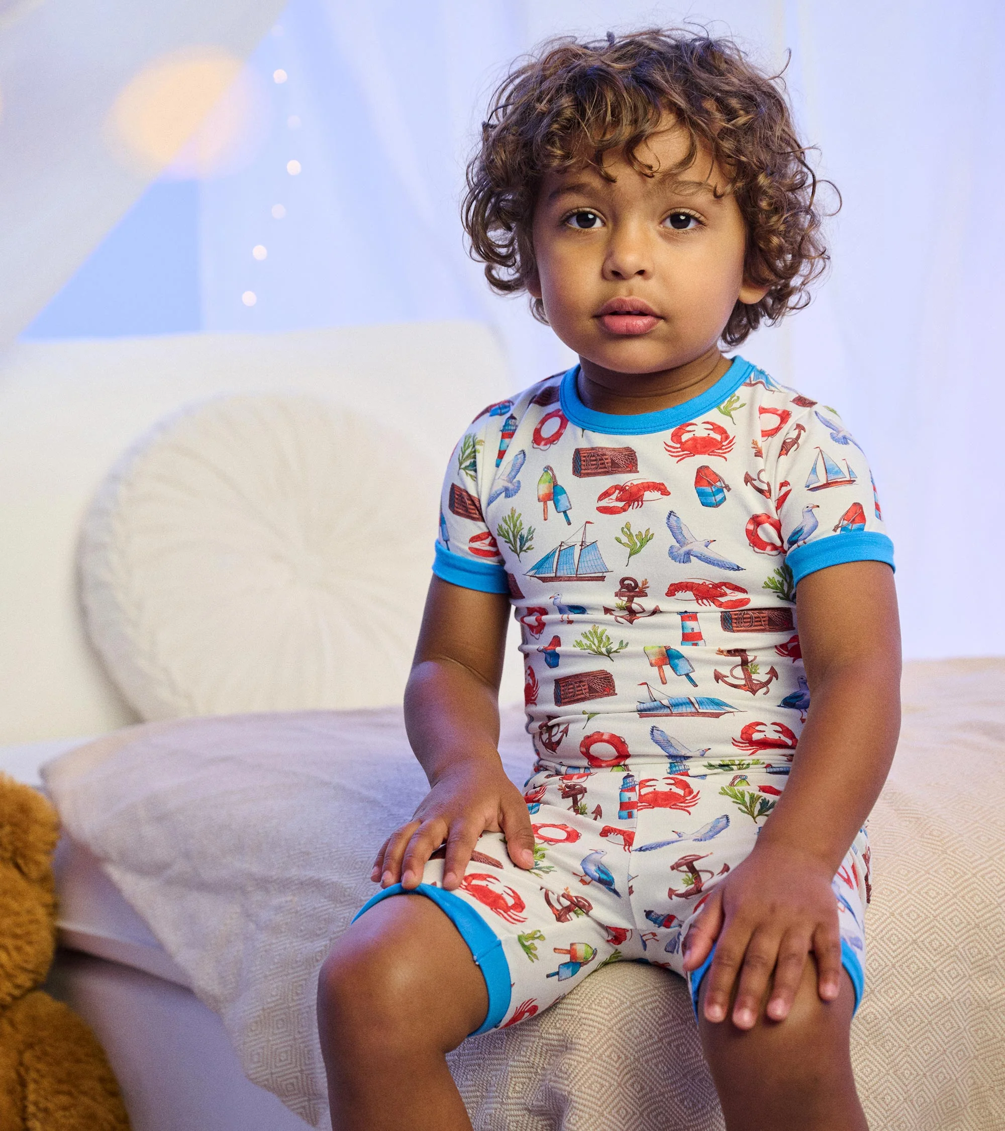 Boys Painted Seascape Bamboo Short Pyjama Set - Image 2