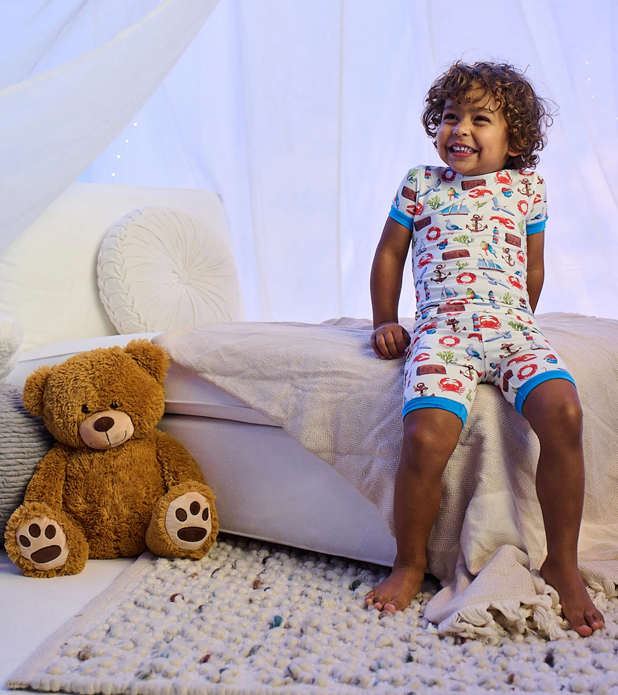 Boys Painted Seascape Bamboo Short Pyjama Set - Image 3