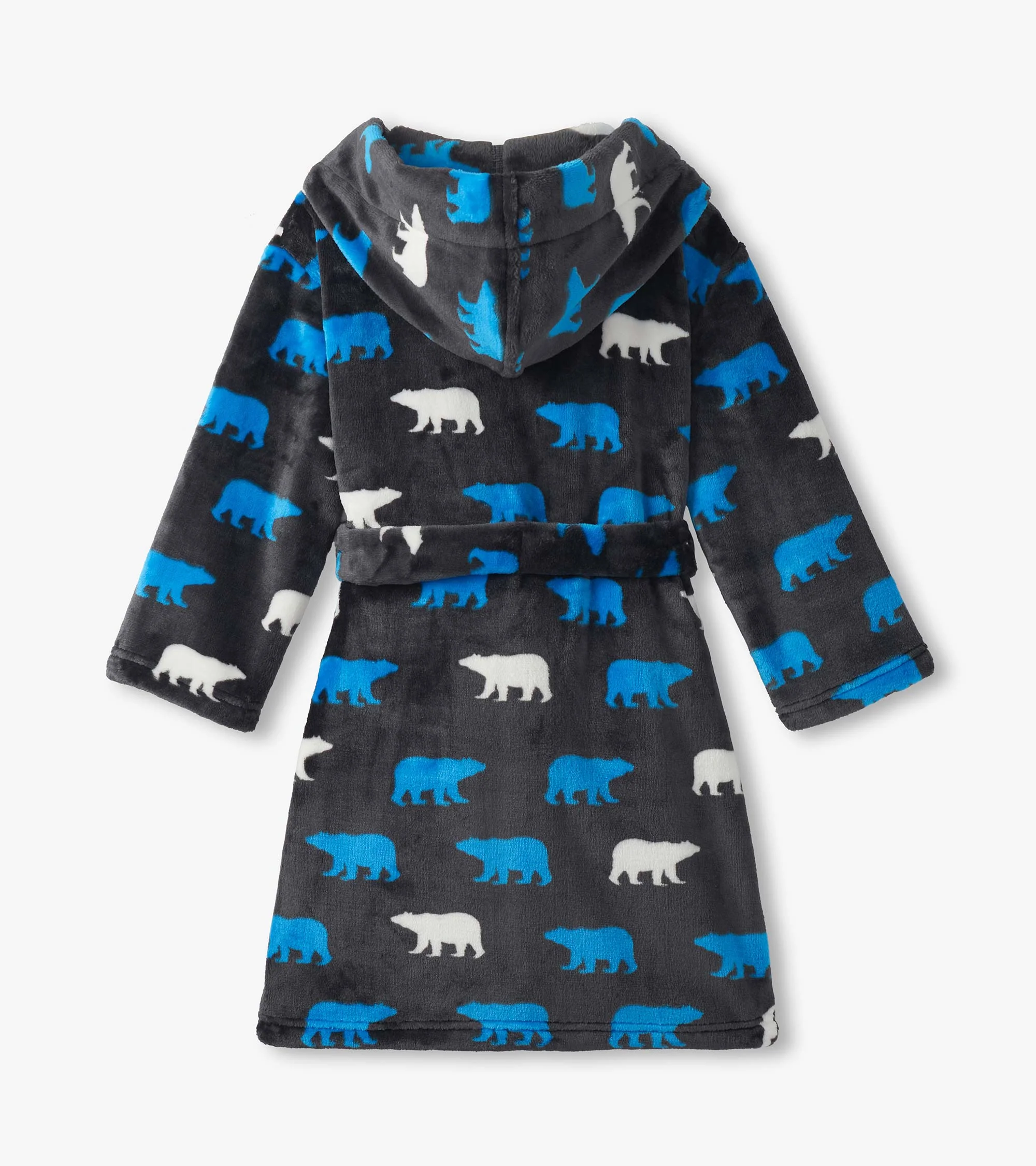 Boys Polar Bear Silhouette Fuzzy Fleece Robe - Image 3