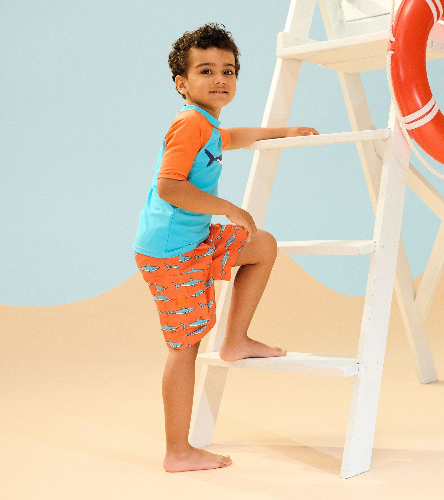 Boys Sharks Short Sleeve Rashguard - Image 4