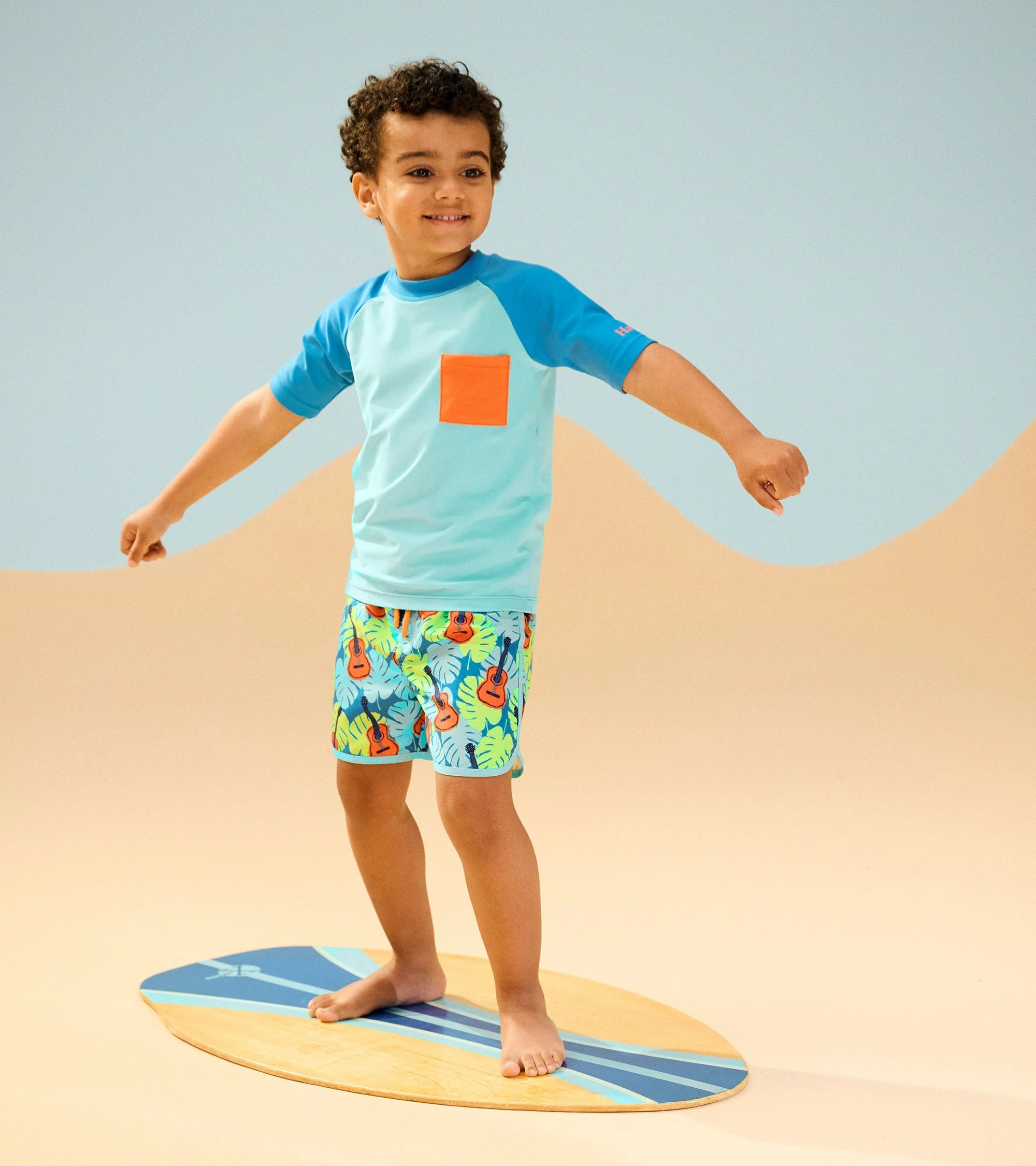 Boys Tropical Guitars Swim Shorts - Image 3
