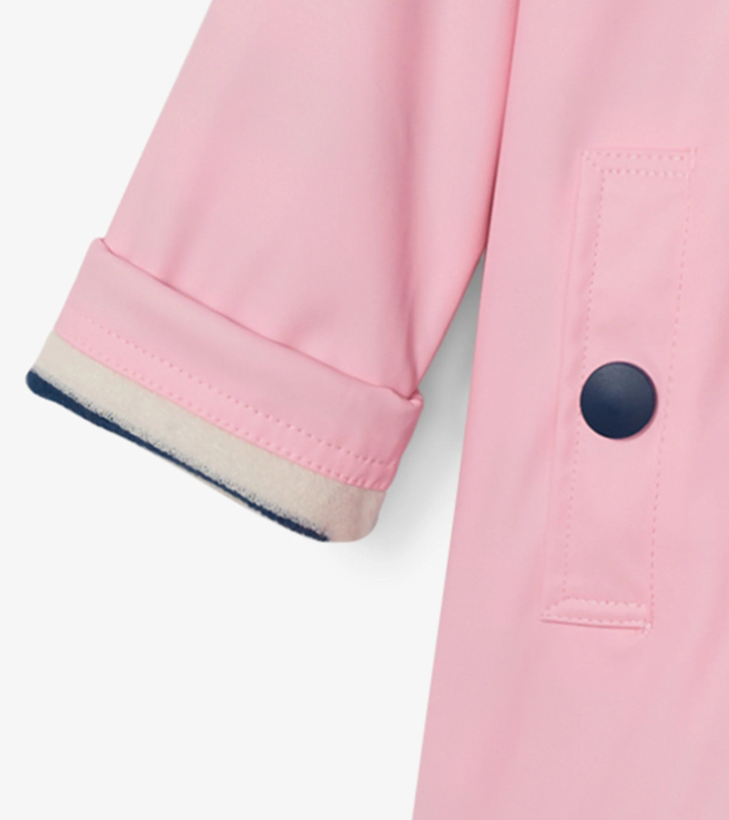 Girls Pink & Navy Button-Up Raincoat - Image 8