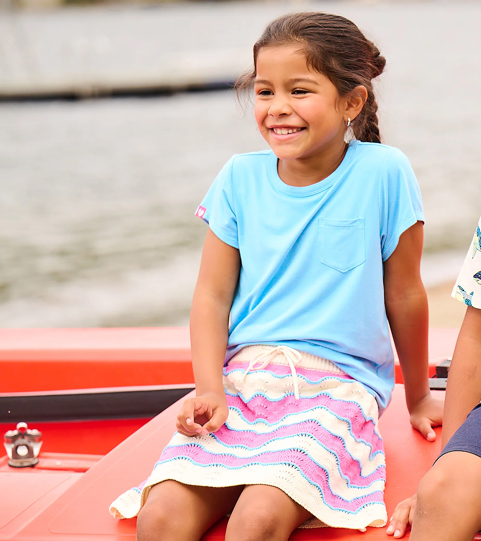 Girls Baby Blue Pocket T-Shirt