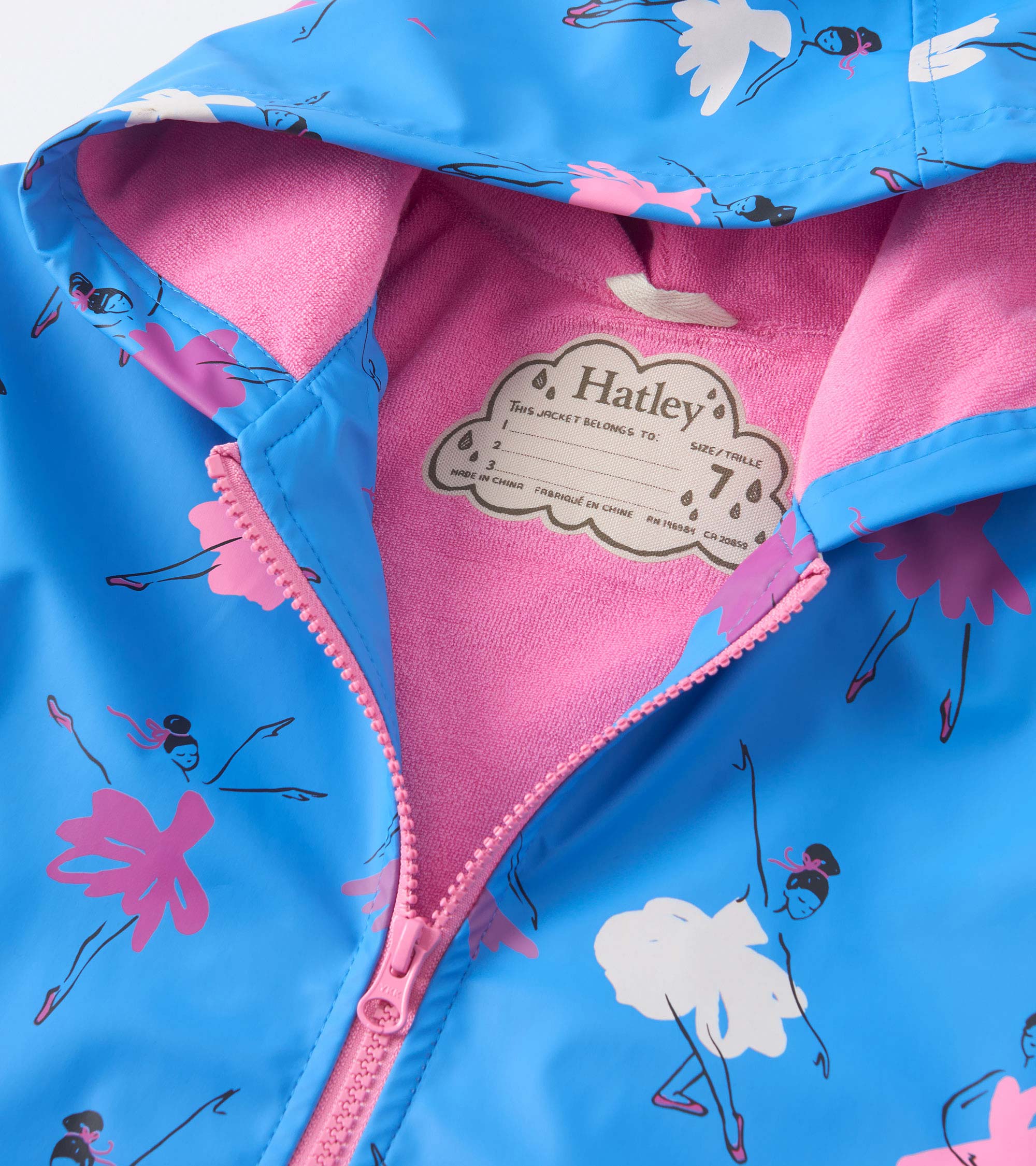 Girls Ballet School Colour Changing Zip-Up Raincoat - Image 4