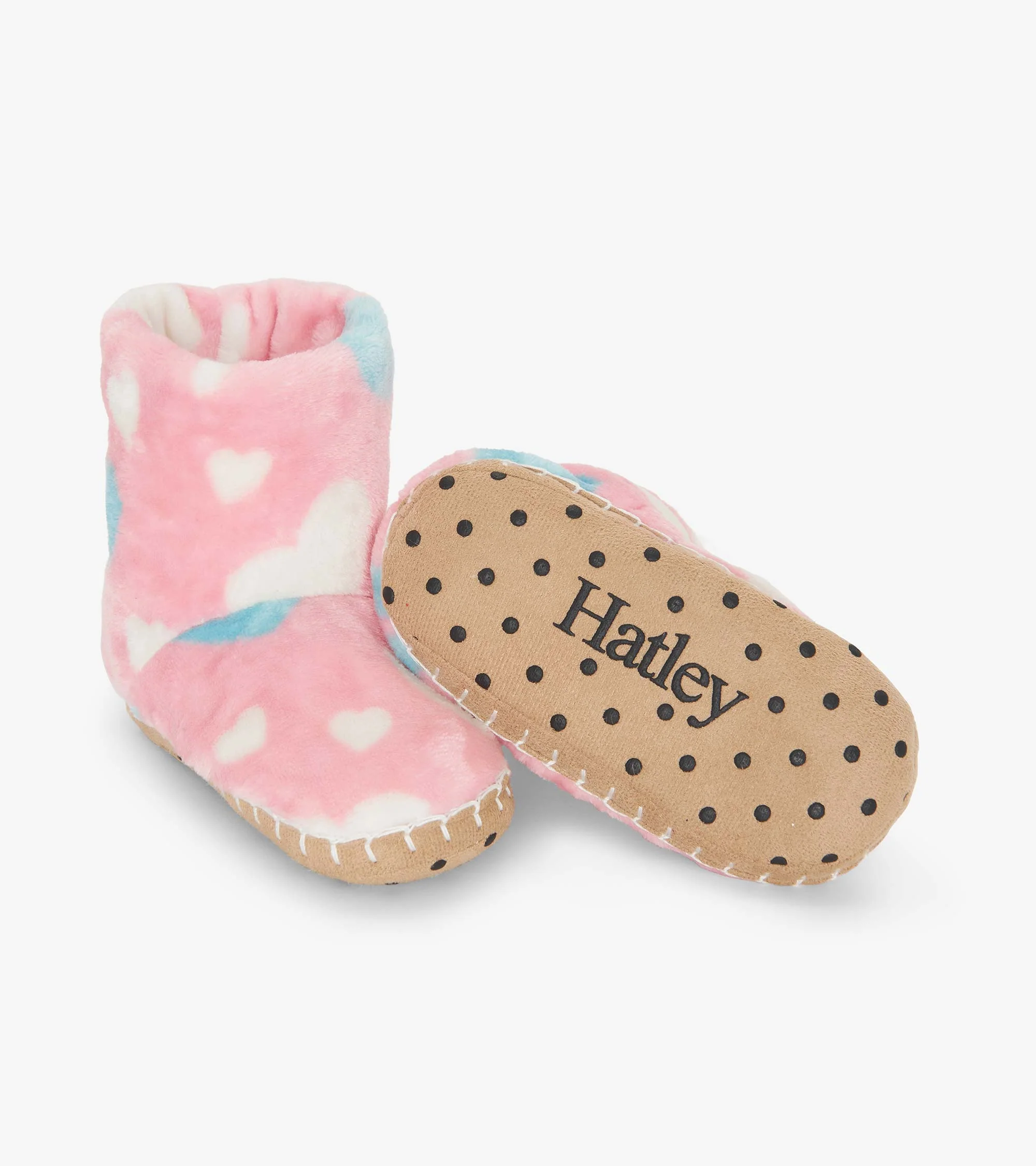 Girls Big Hearts Fuzzy Fleece Slippers - Image 3