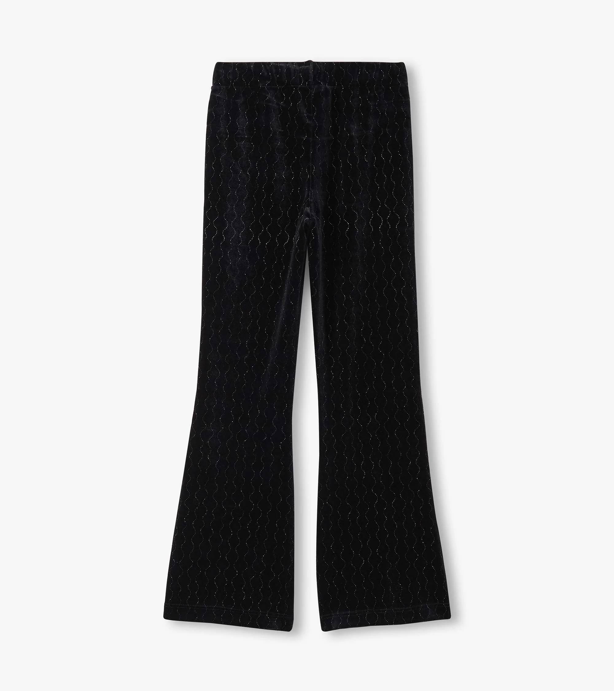 Girls Black Sparkle Wave Velour Flared Pants - Image 3