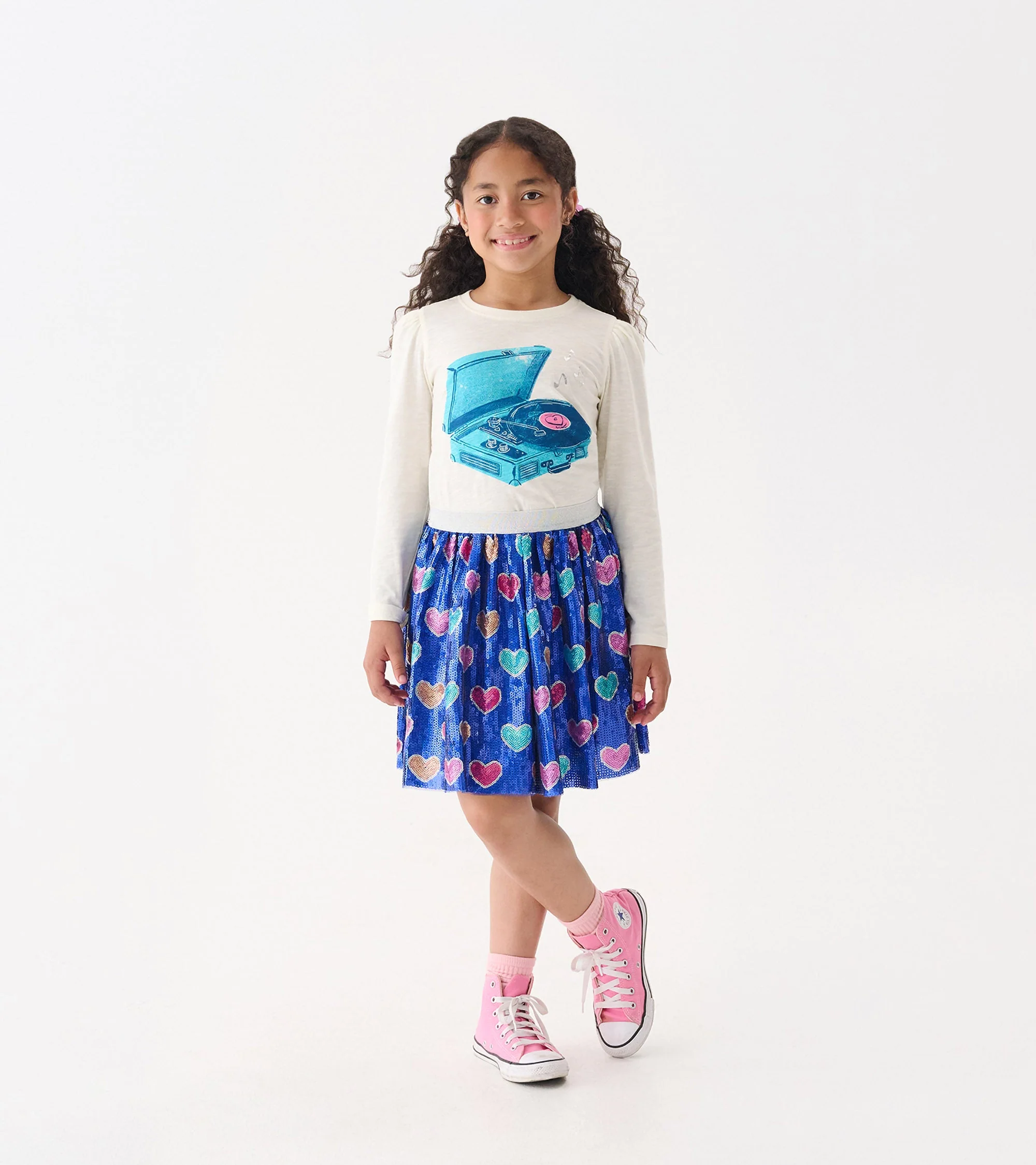 Girls Bursted Hearts Sequin Skirt - Image 2