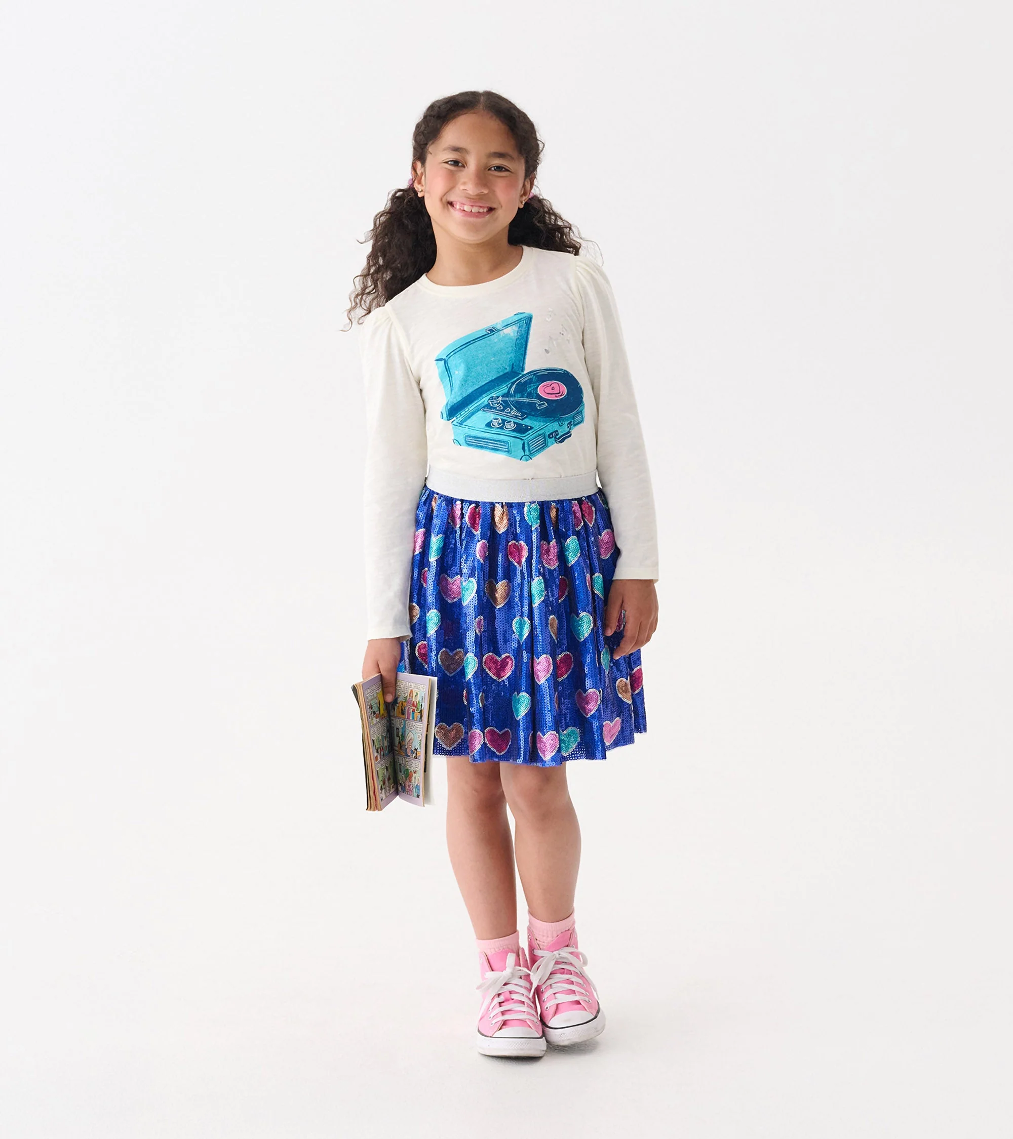 Girls Bursted Hearts Sequin Skirt - Image 3