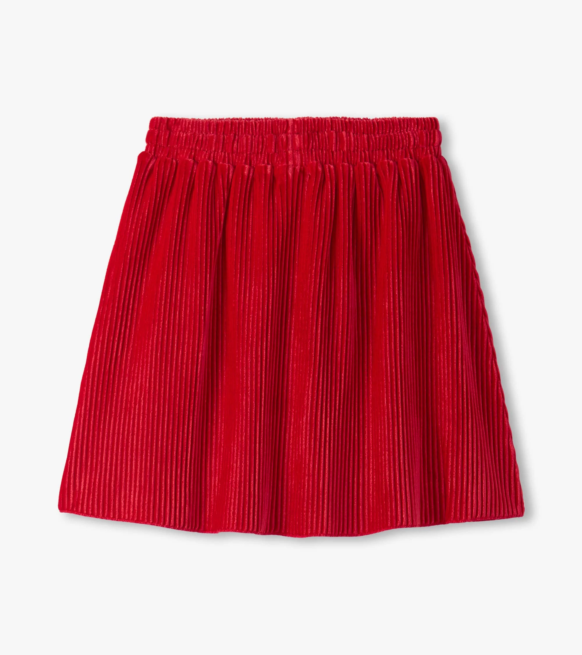 Girls Chex Red Pleated Velour Skirt - Image 3