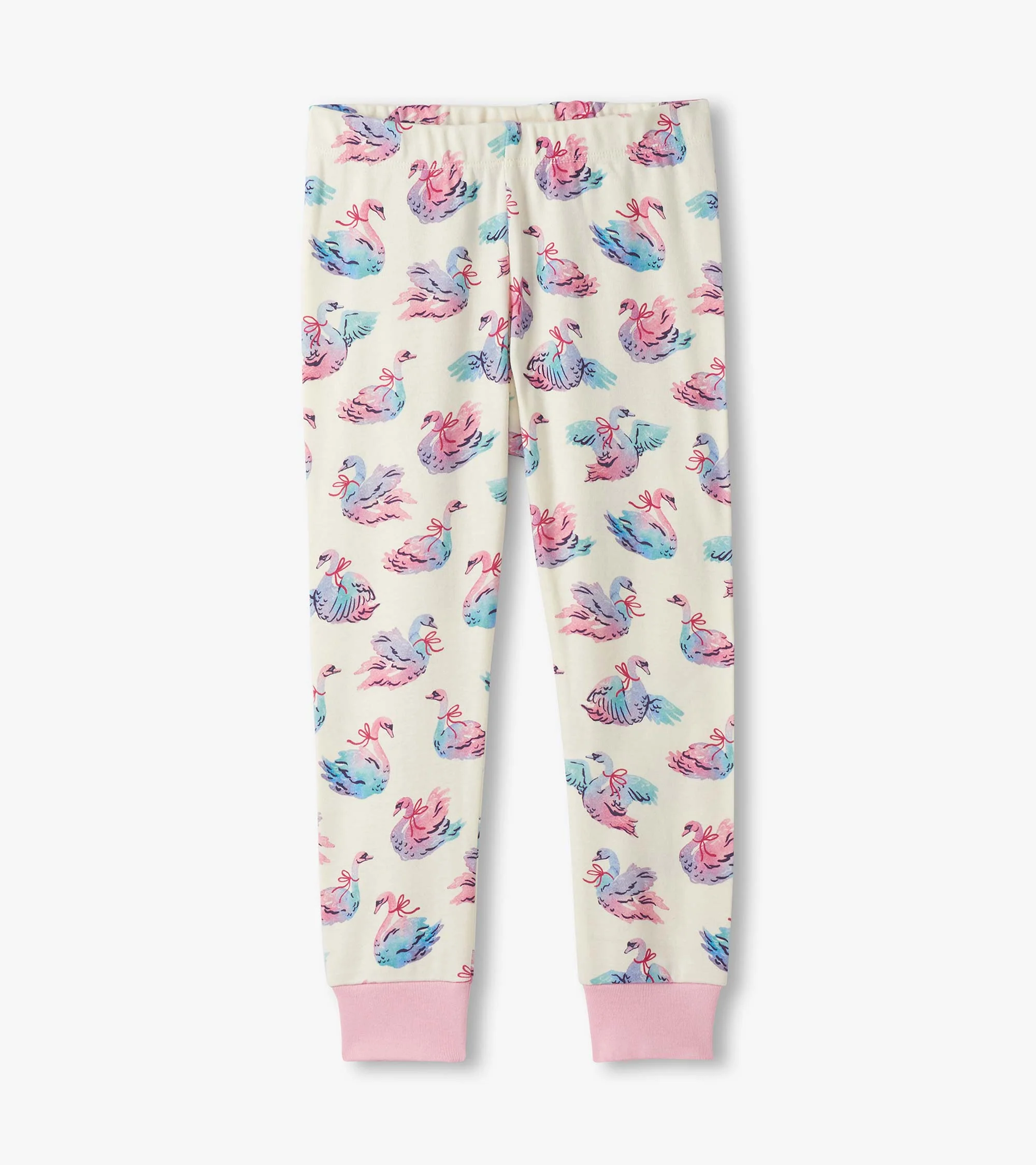 Girls Elegant Swans Cotton Pyjama Set - Image 3