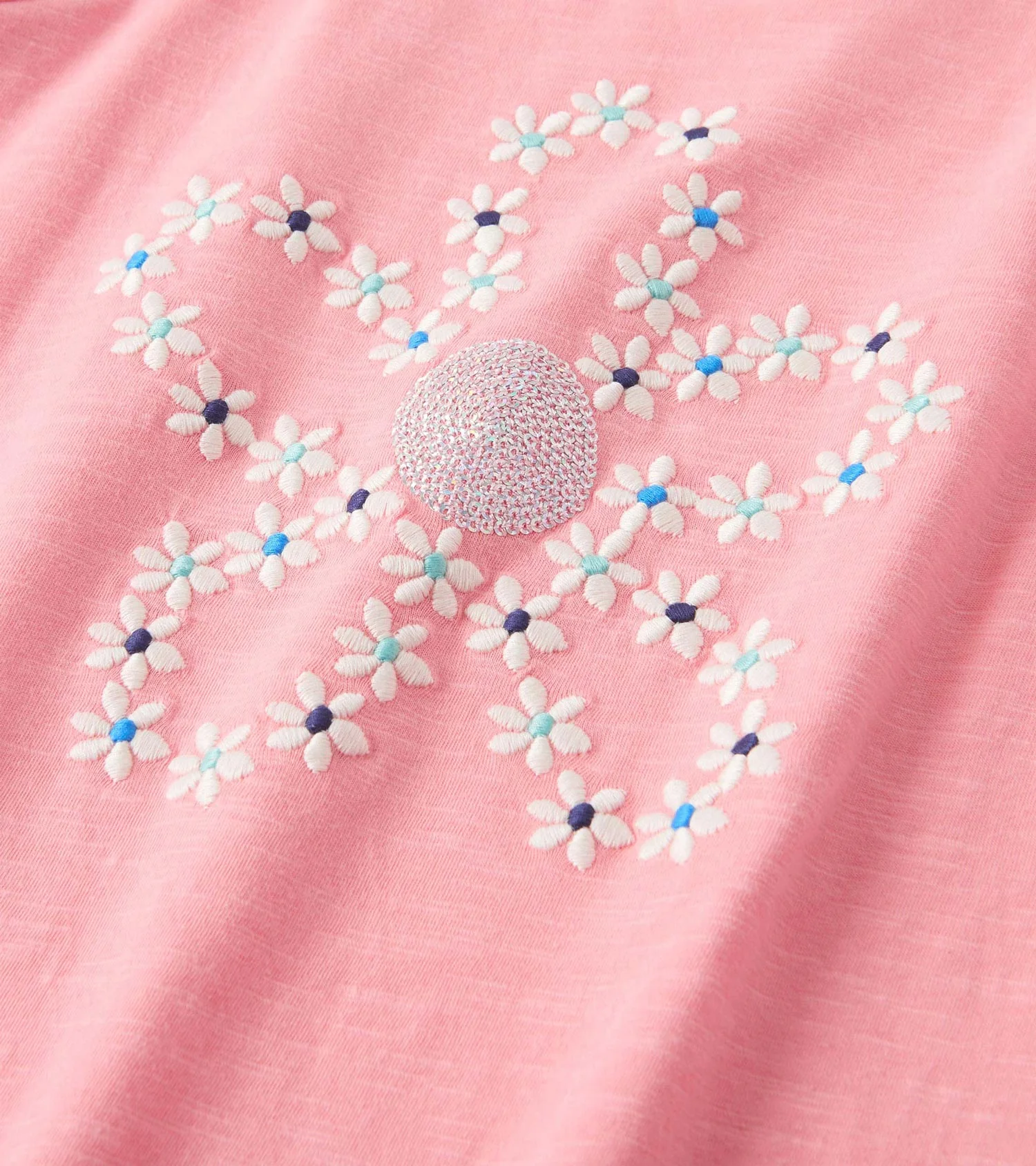 Girls Embroidered Flowers Puff Sleeve Graphic Tee - Image 5