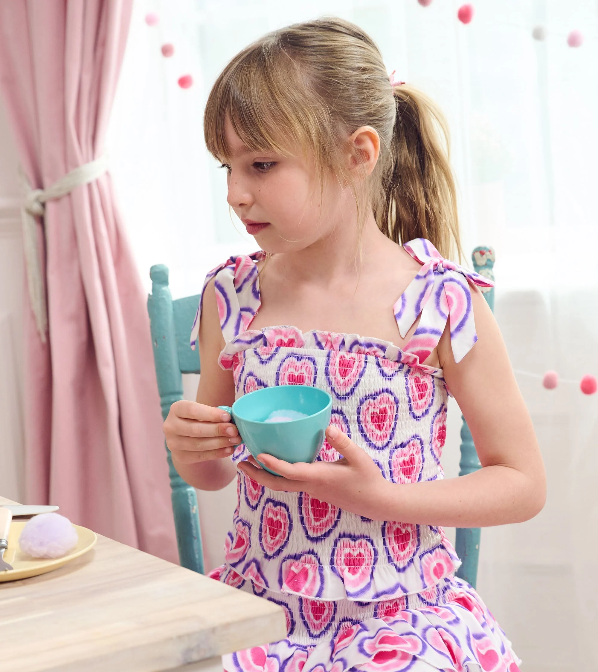 Girls Glowing Hearts Smocked Angel Dress - Image 2