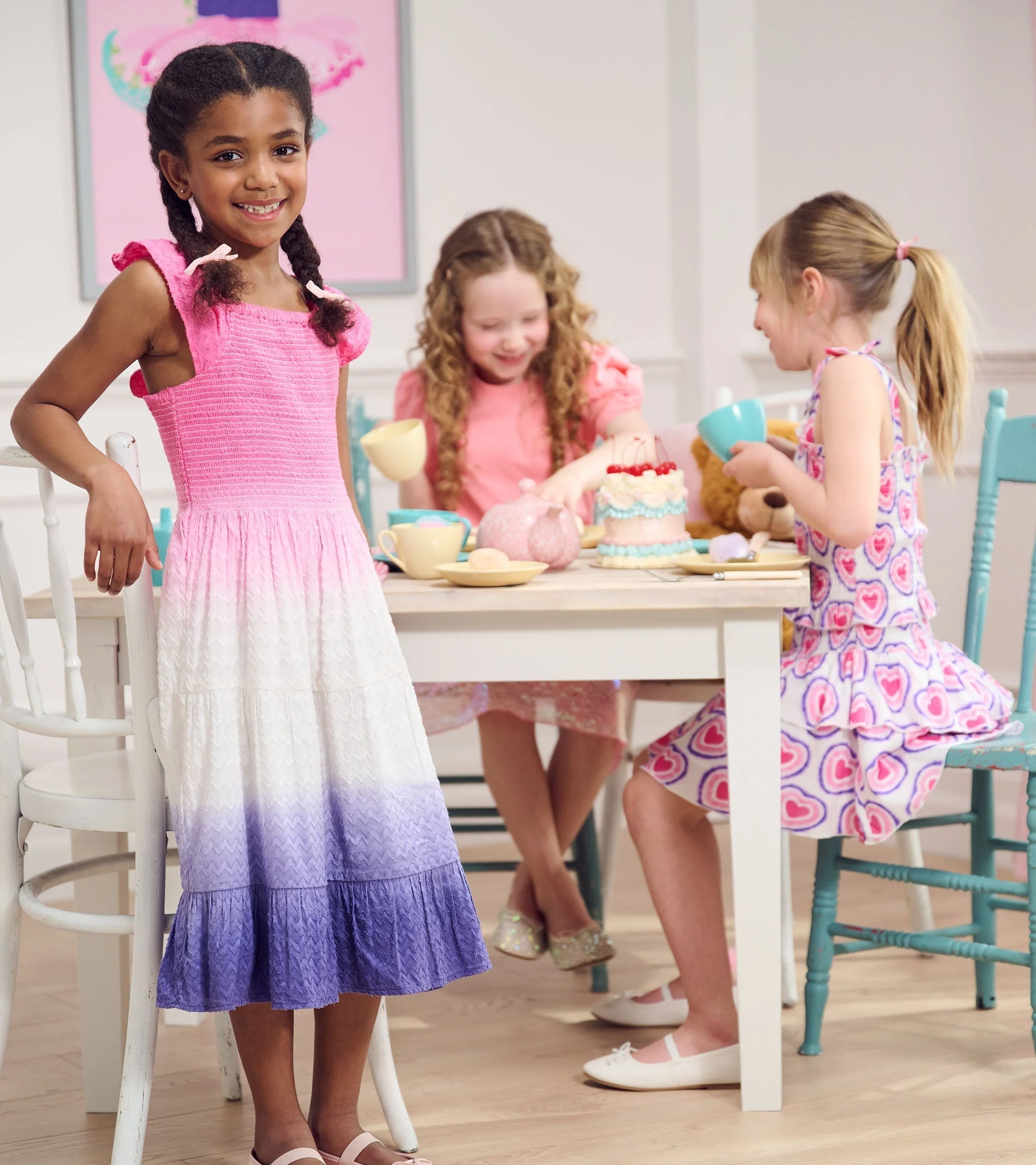 Girls Glowing Hearts Smocked Angel Dress - Image 4