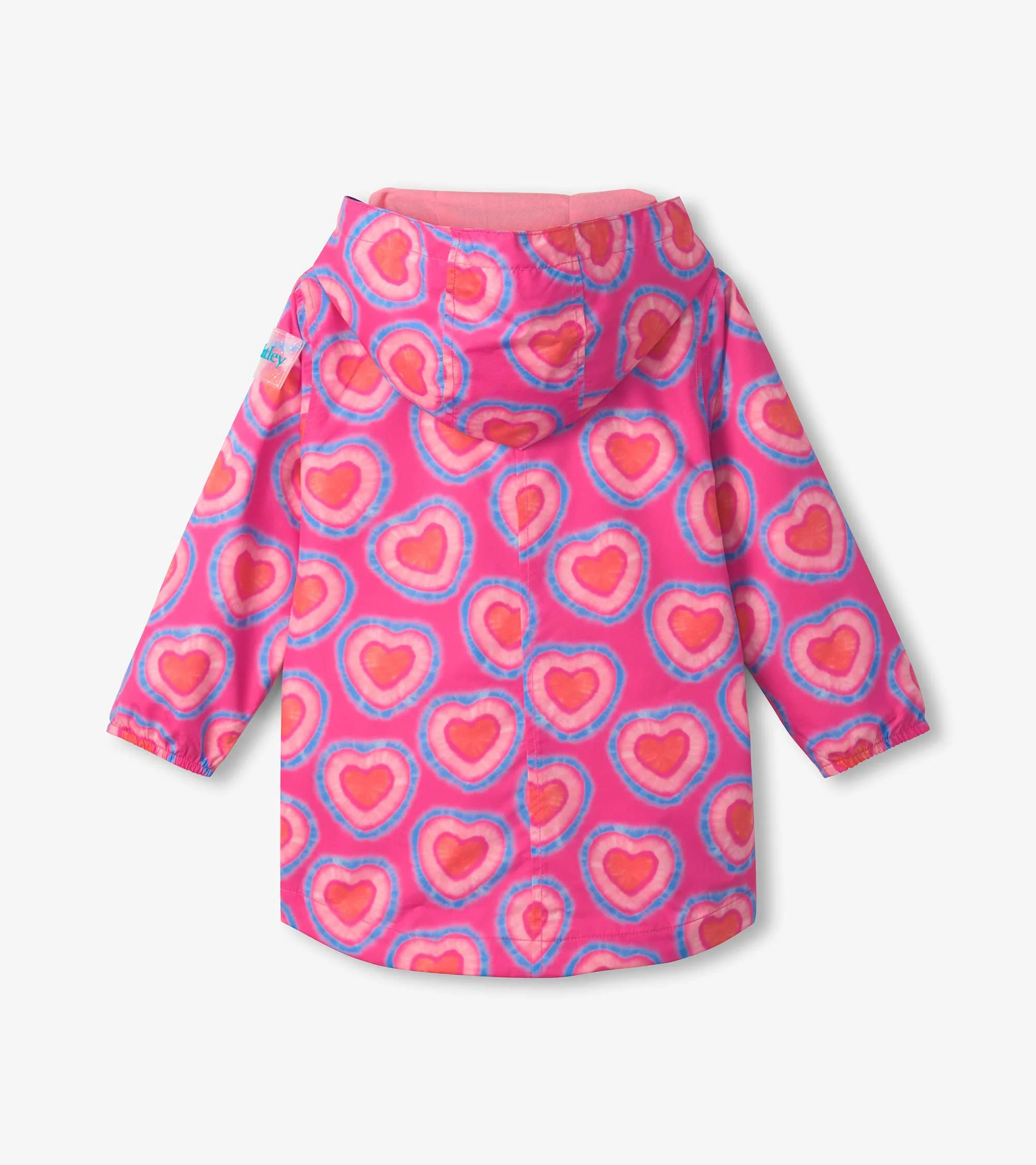 Girls Glowing Hearts Zip-Up Lightweight Raincoat - Image 3