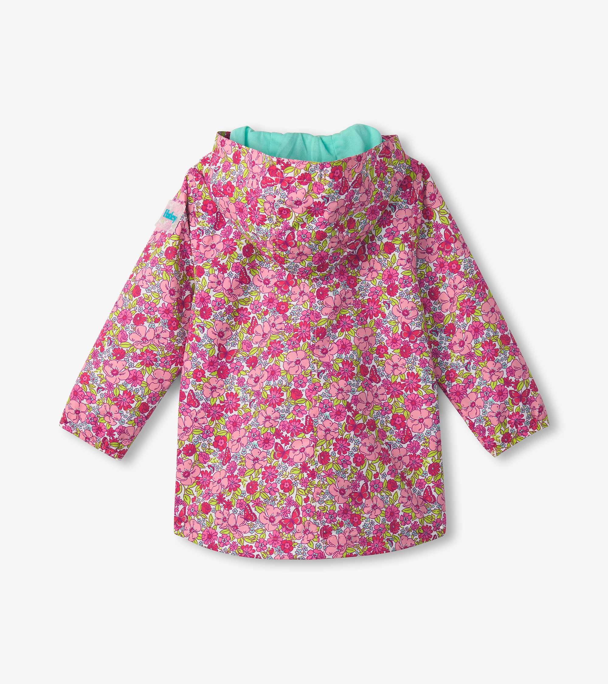 Girls Groovy Flowers Zip-Up Lightweight Raincoat - Image 4