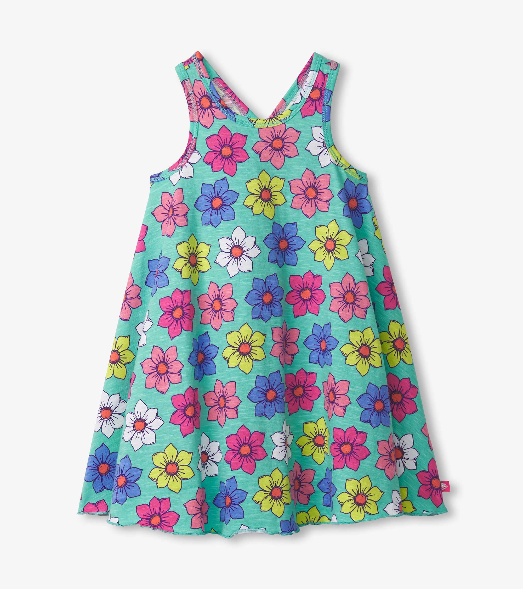 Girls Happy Flowers Trapeze Dress
