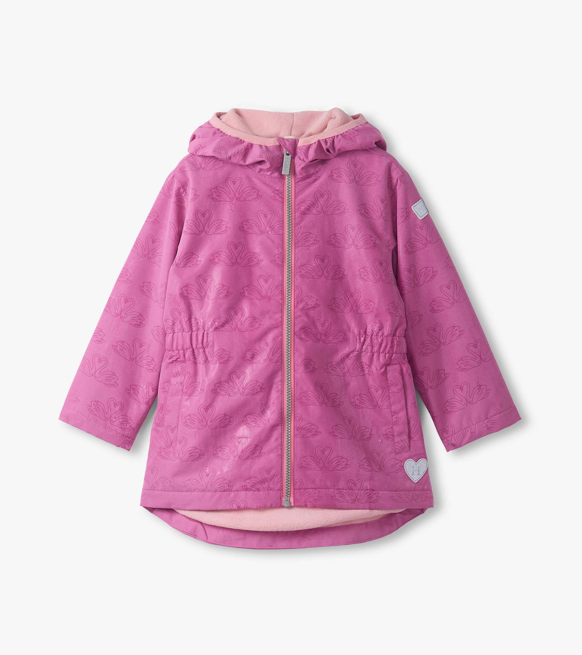Girls Heart Swans Colour Changing Zip-Up Raincoat - Image 2
