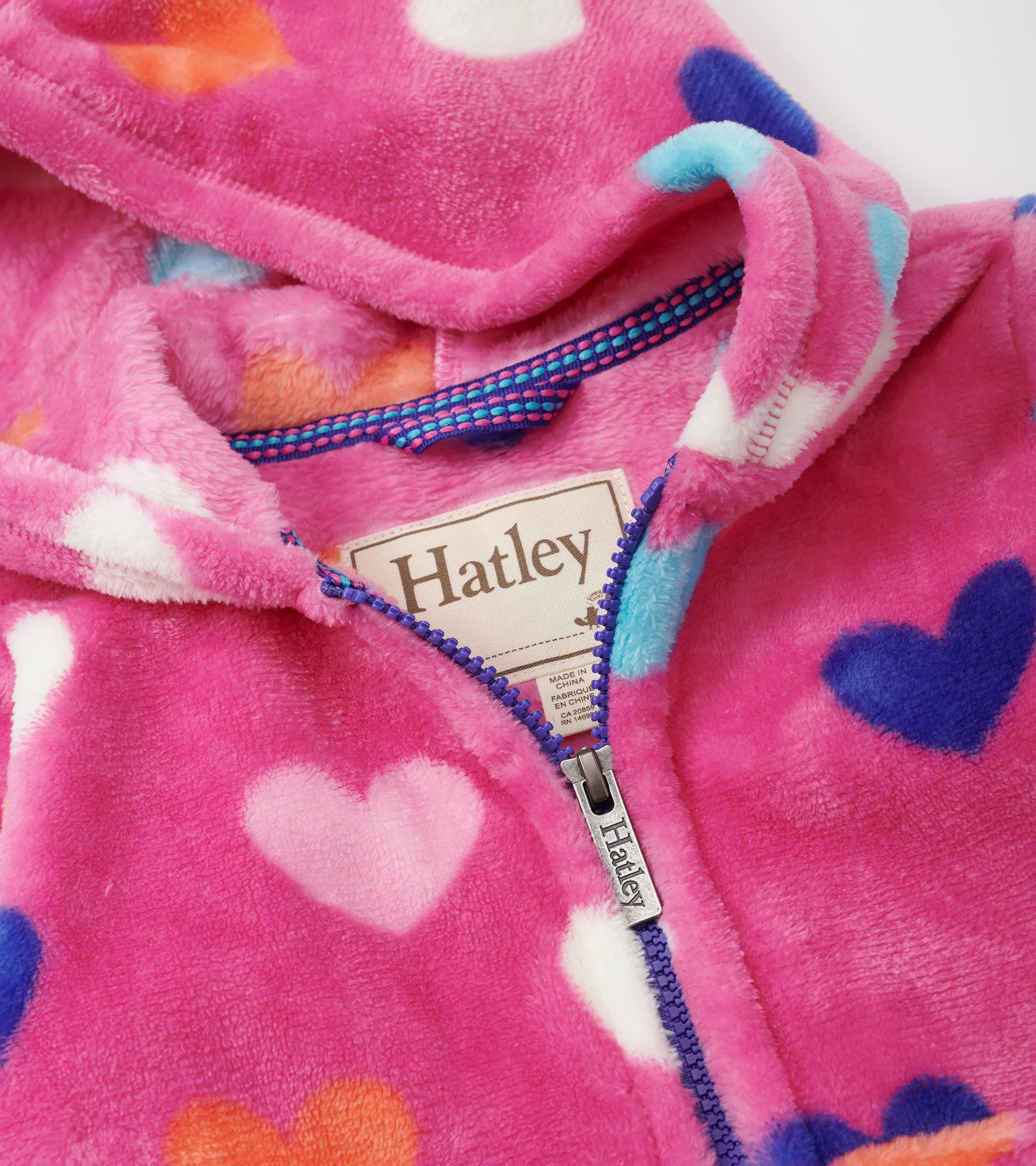 Girls Hearts Fleece Zip-Up Hoodie - Image 3