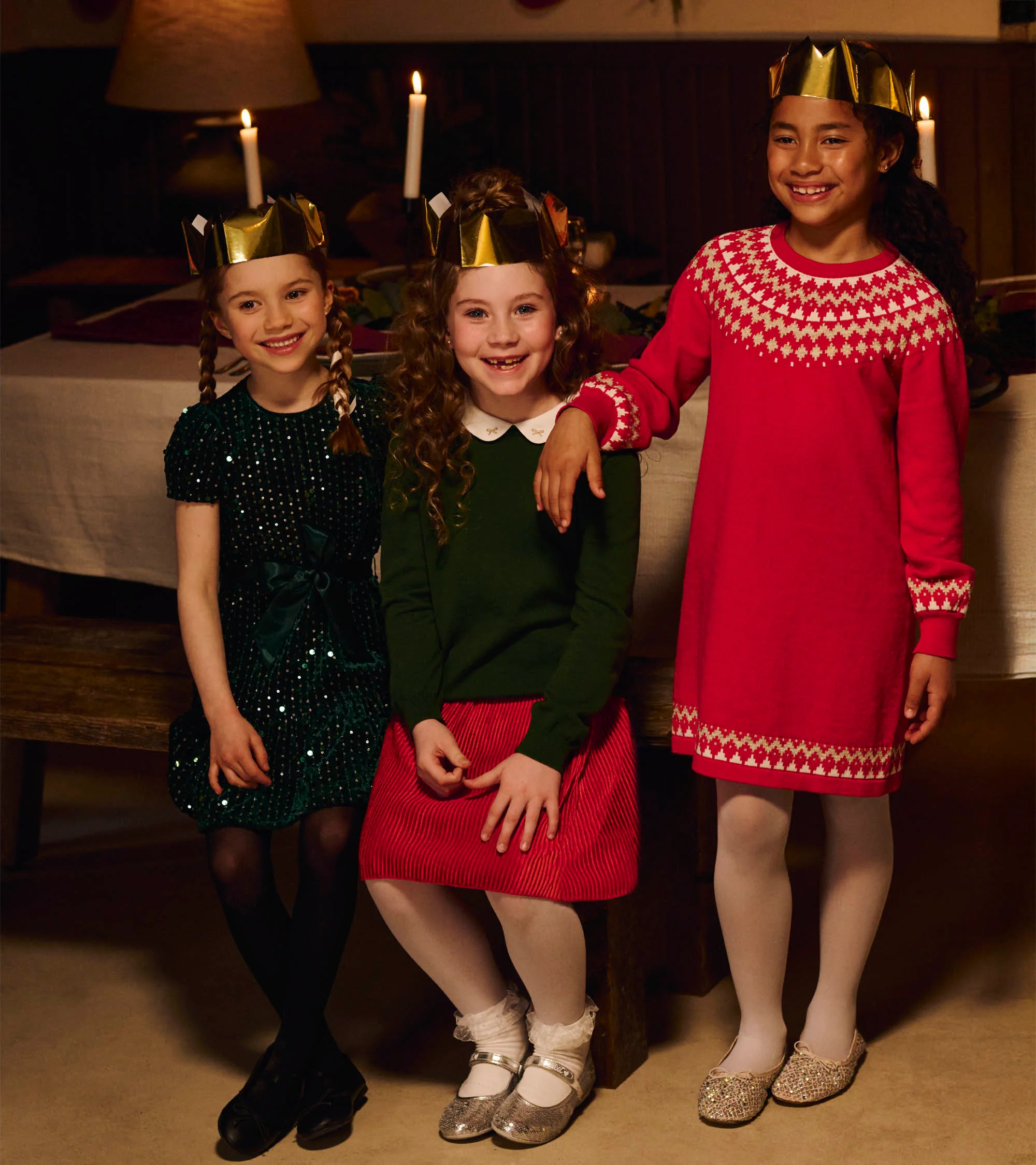 Girls Holiday Fair Isle Swing Sweater Dress - Image 2