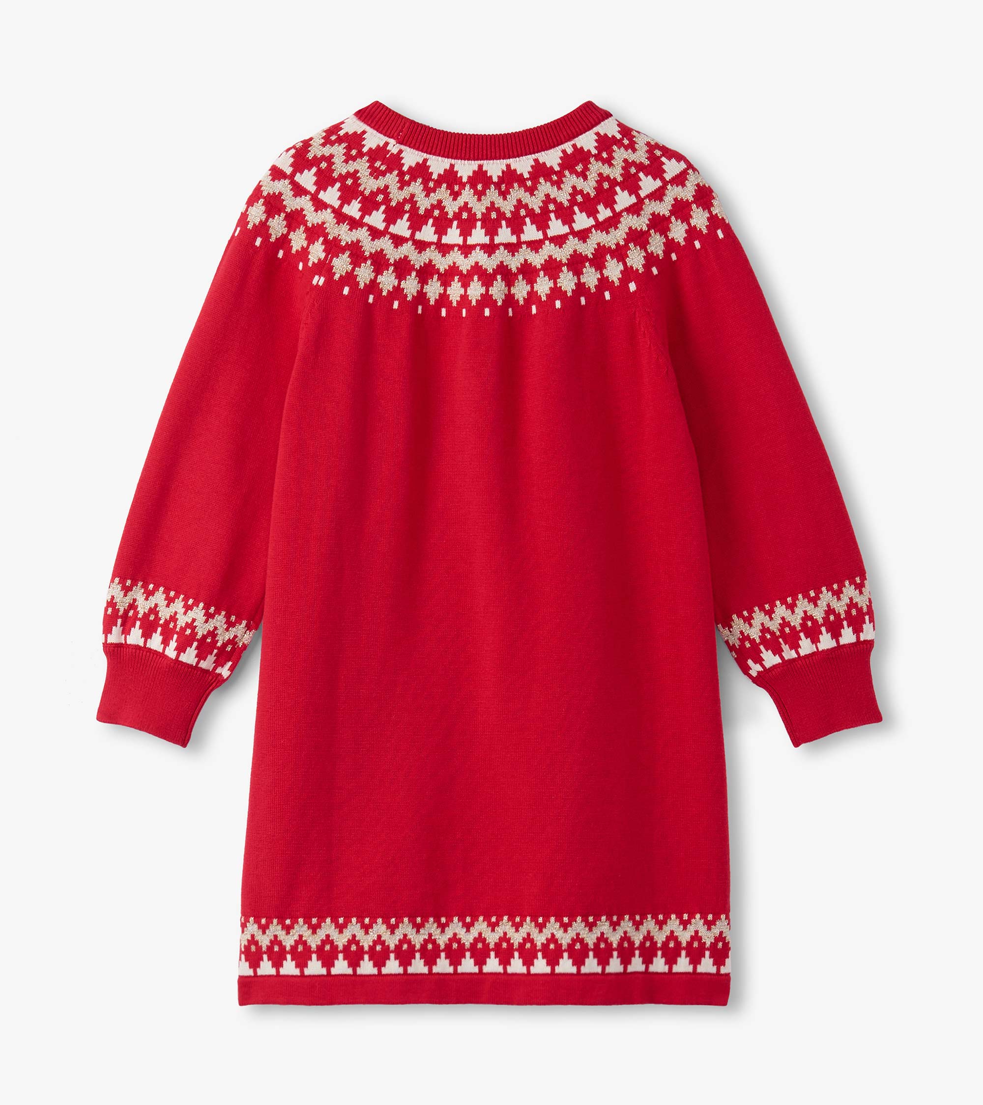 Girls Holiday Fair Isle Swing Sweater Dress - Image 3