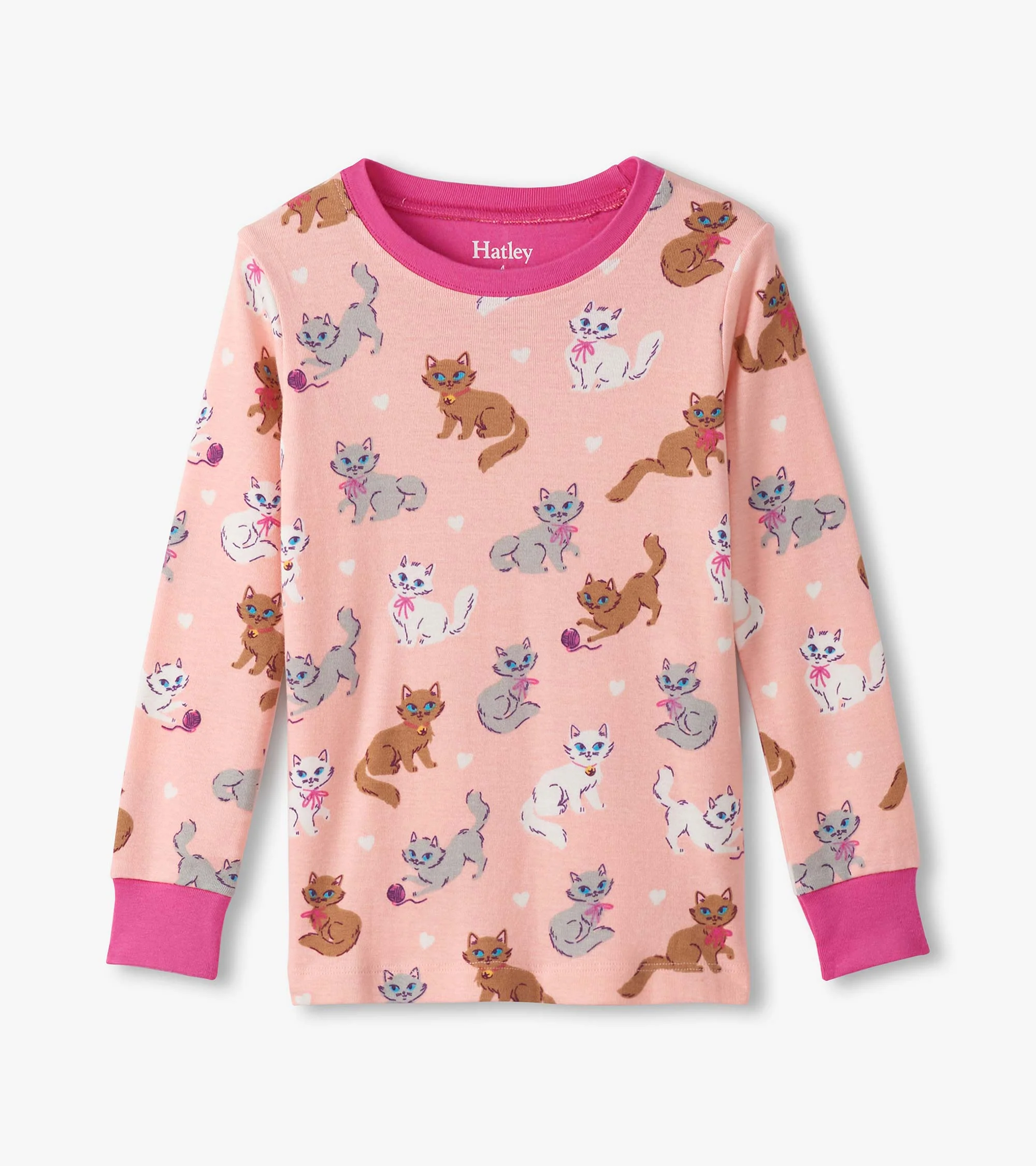 Girls Little Kitties Cotton Pyjama Set - Image 3