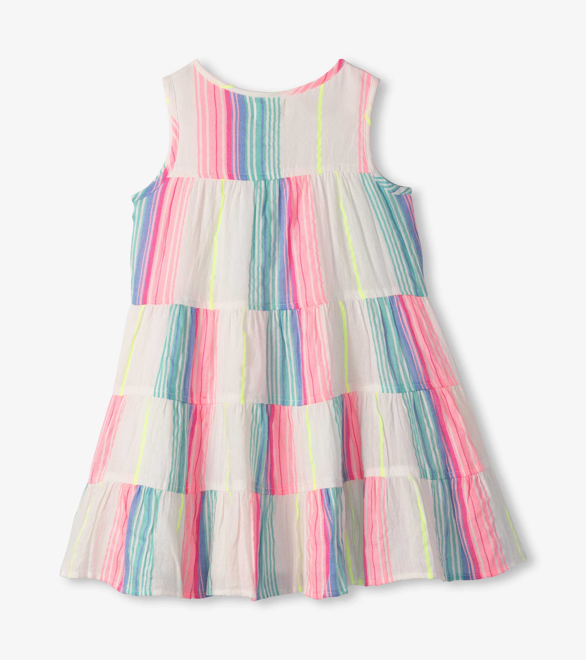 Girls Neon Stripes Tiered Dress - Image 3