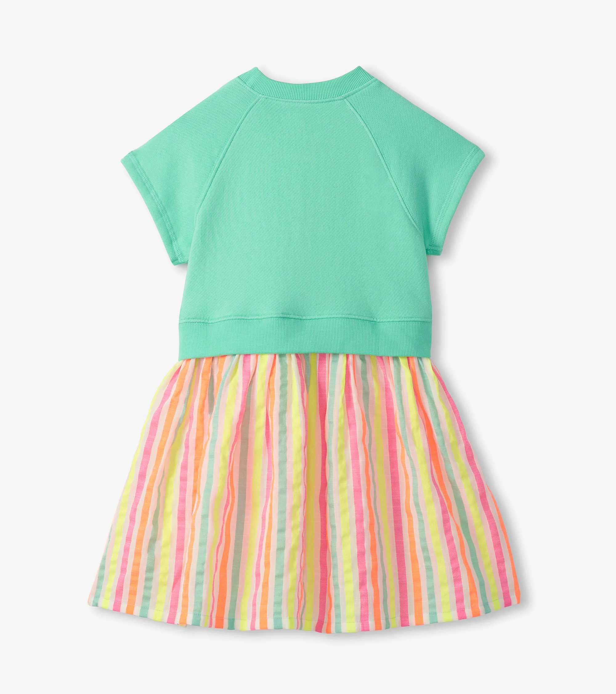 Girls Neon Summer Mixed Fabric Dress - Image 4
