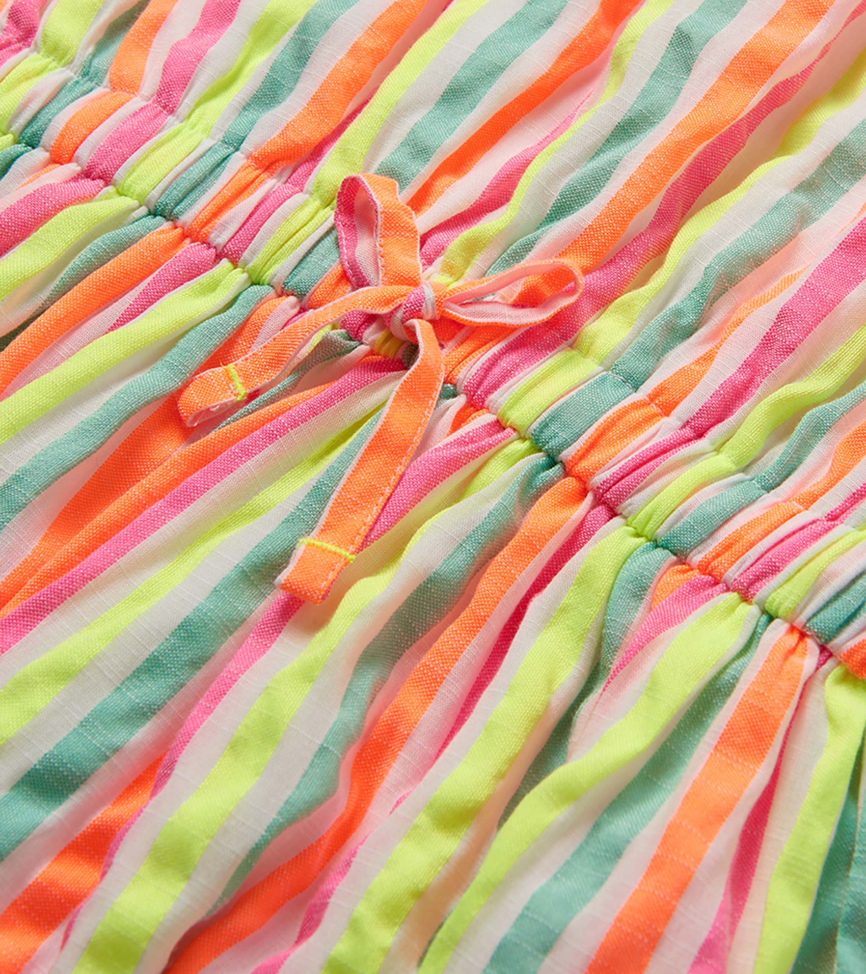 Girls Neon Summer Stripes Woven Play Dress - Image 3