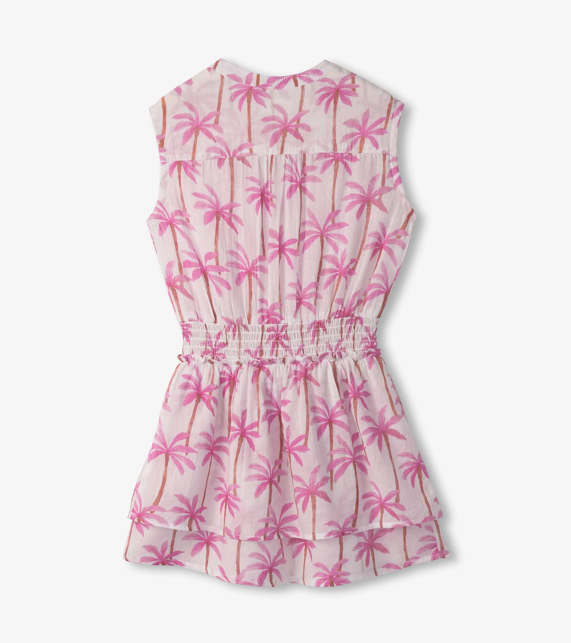 Girls Palm Trees Smocked Waist Dress - Image 2