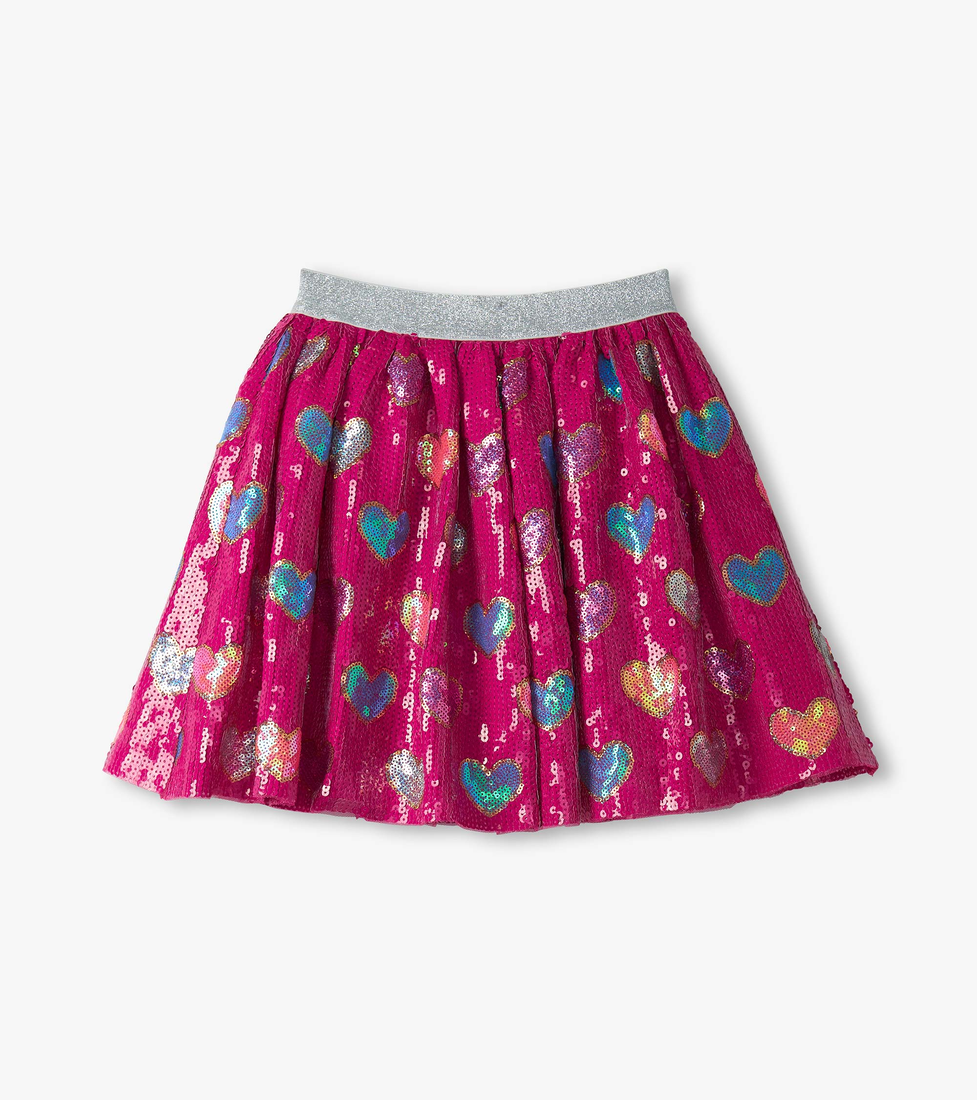 Girls Pink Busted Hearts Sequin Skirt