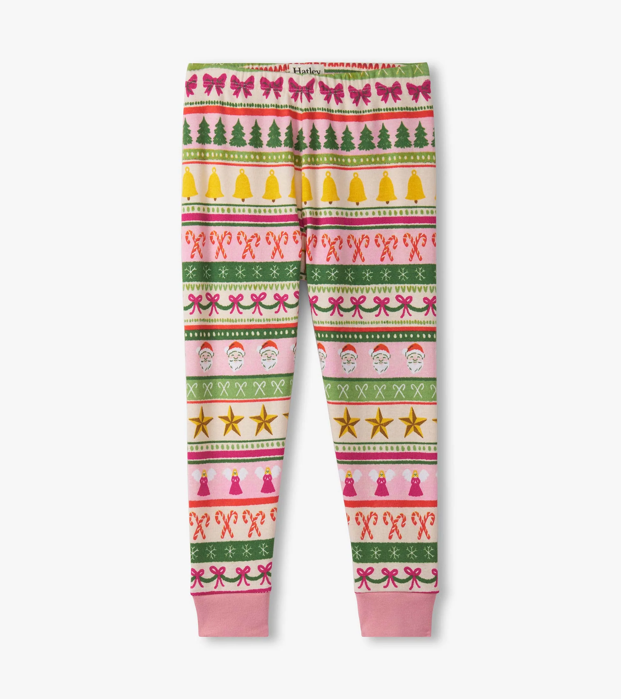 Girls Pink Fun Fair Isle Cotton Pyjama Set - Image 4