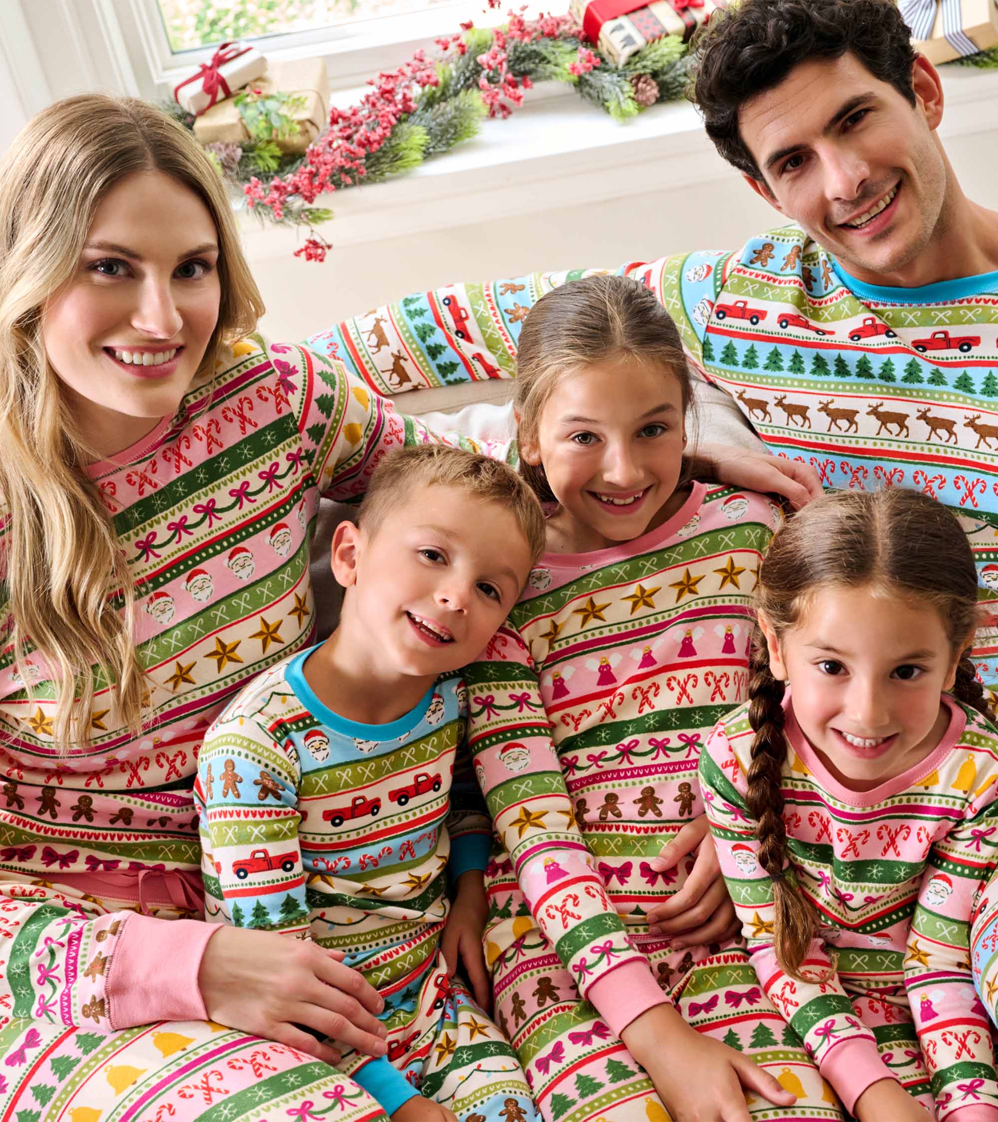 Girls Pink Fun Fair Isle Cotton Pyjama Set - Image 5